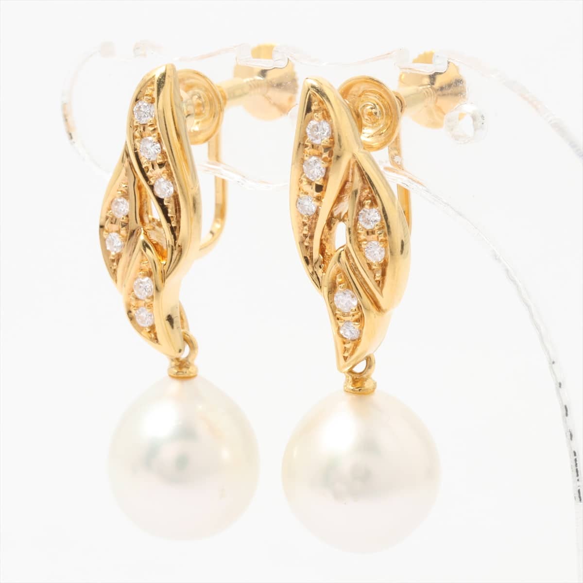 TASAKI TASAKI Pearl diamond Earings K18YG Total 0.14ct