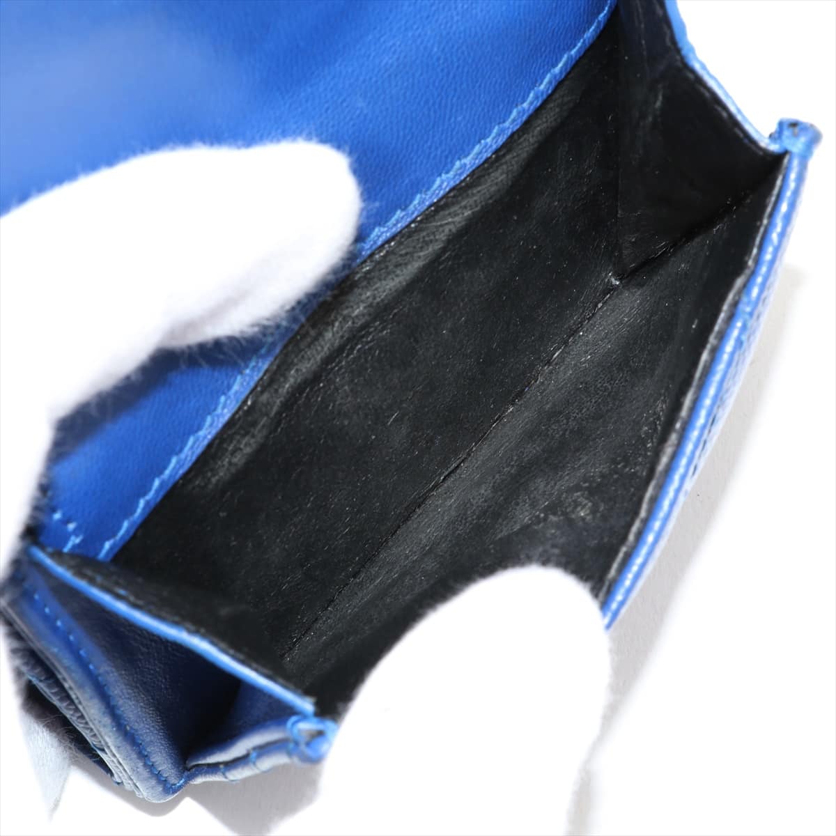 Saint Laurent Paris V Stitch 505118 Leather Wallet Blue