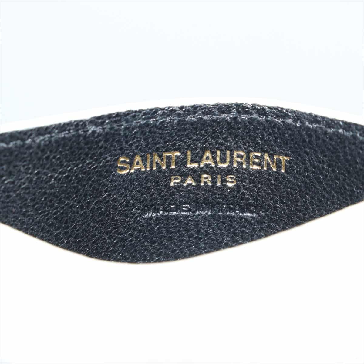 Saint Laurent Paris Logo Leather Pass case White