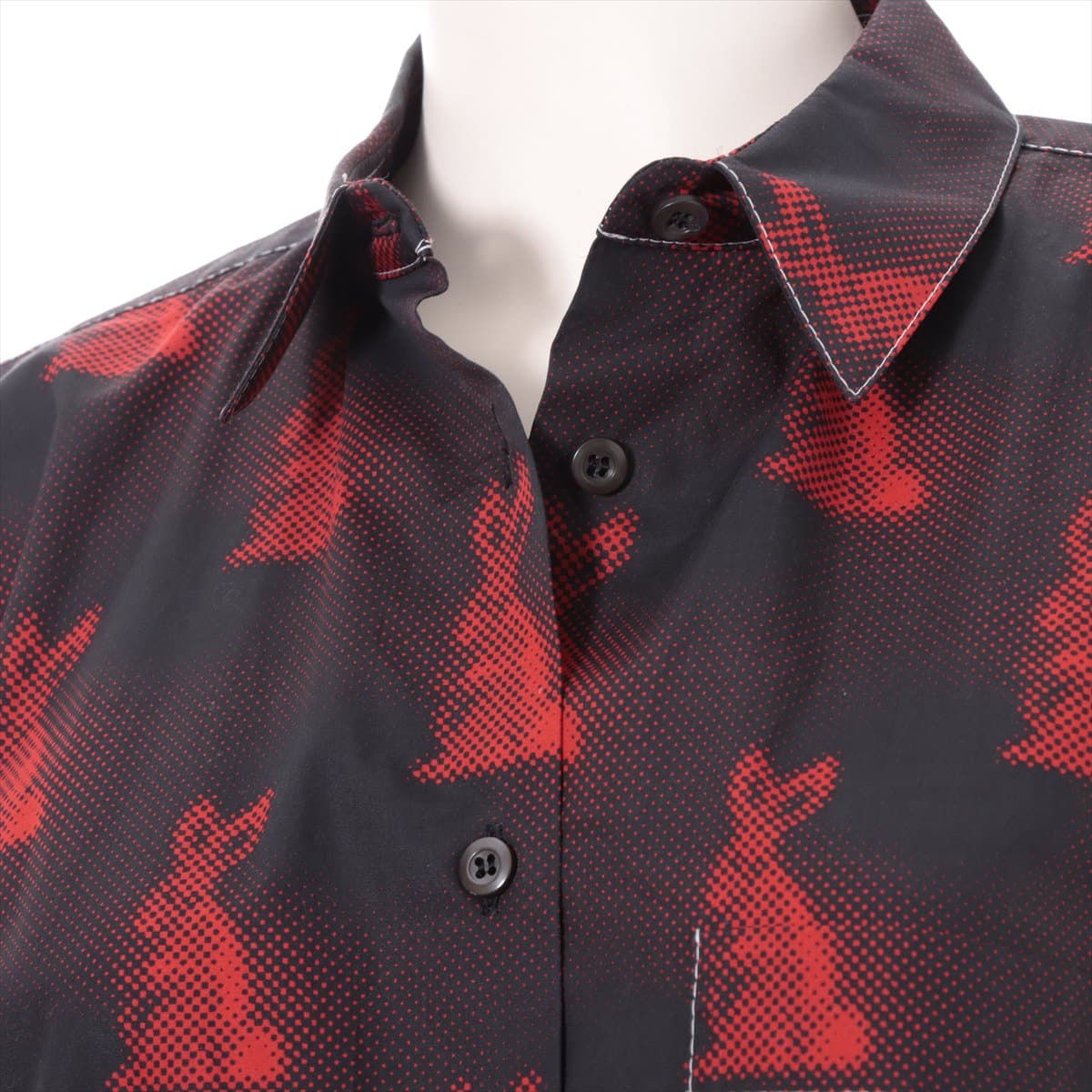 Prada 15 years Cotton Shirt 38 Ladies' Black  Rabbit pattern Switching sleeves