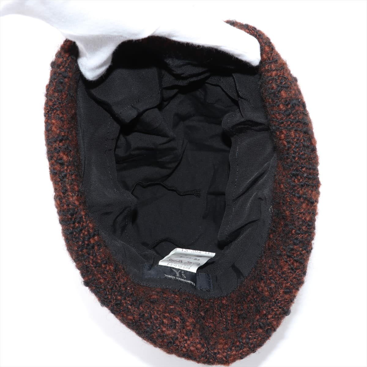 Y's Knit hat Wool Black × Brown