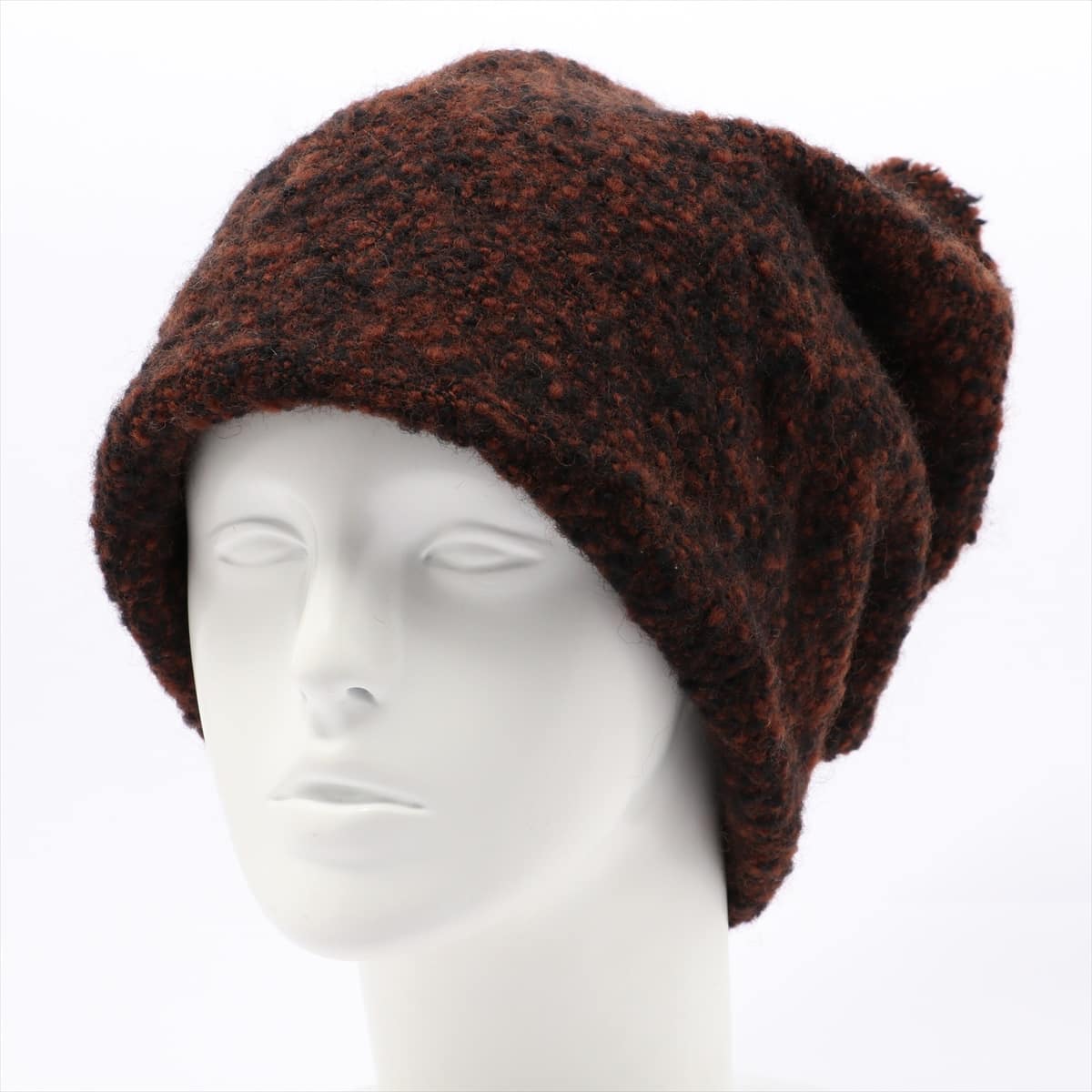 Y's Knit hat Wool Black × Brown