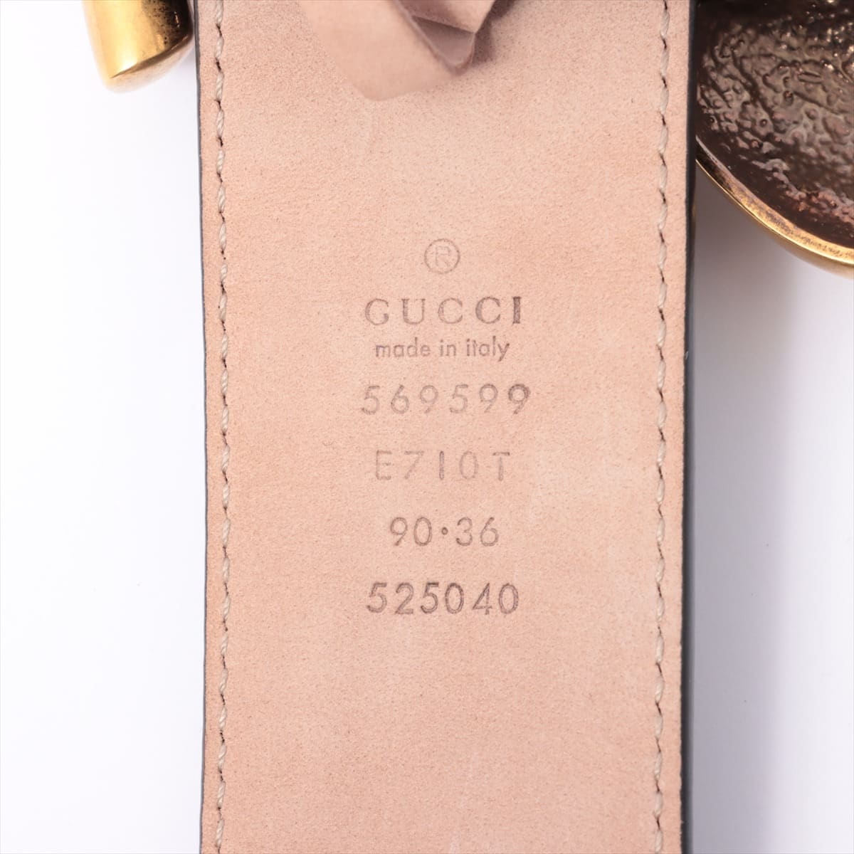 Gucci 569599 Belt 90/36 Crocodile x Leather Black