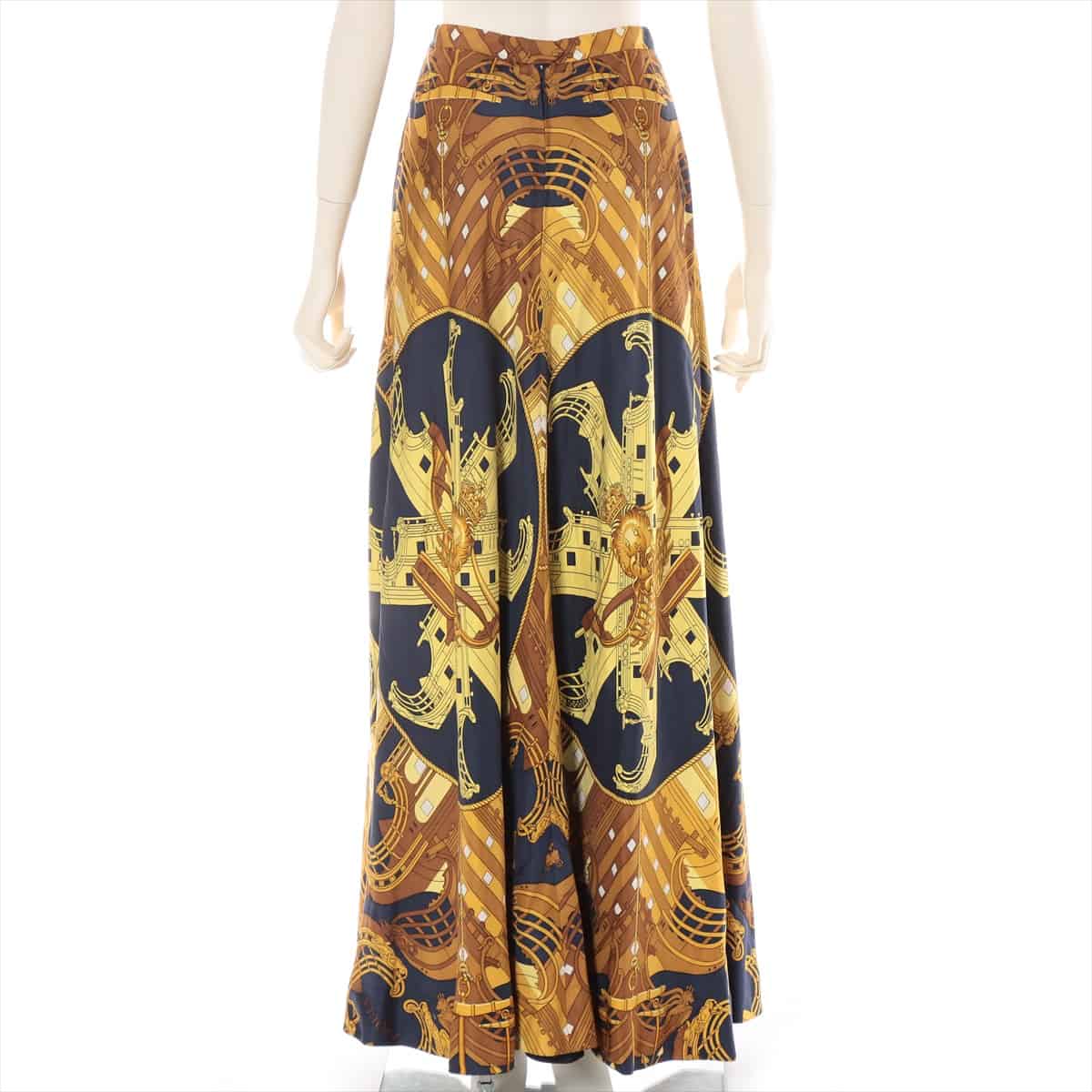 Hermès Silk Skirt 38 Ladies' Yellow x navy