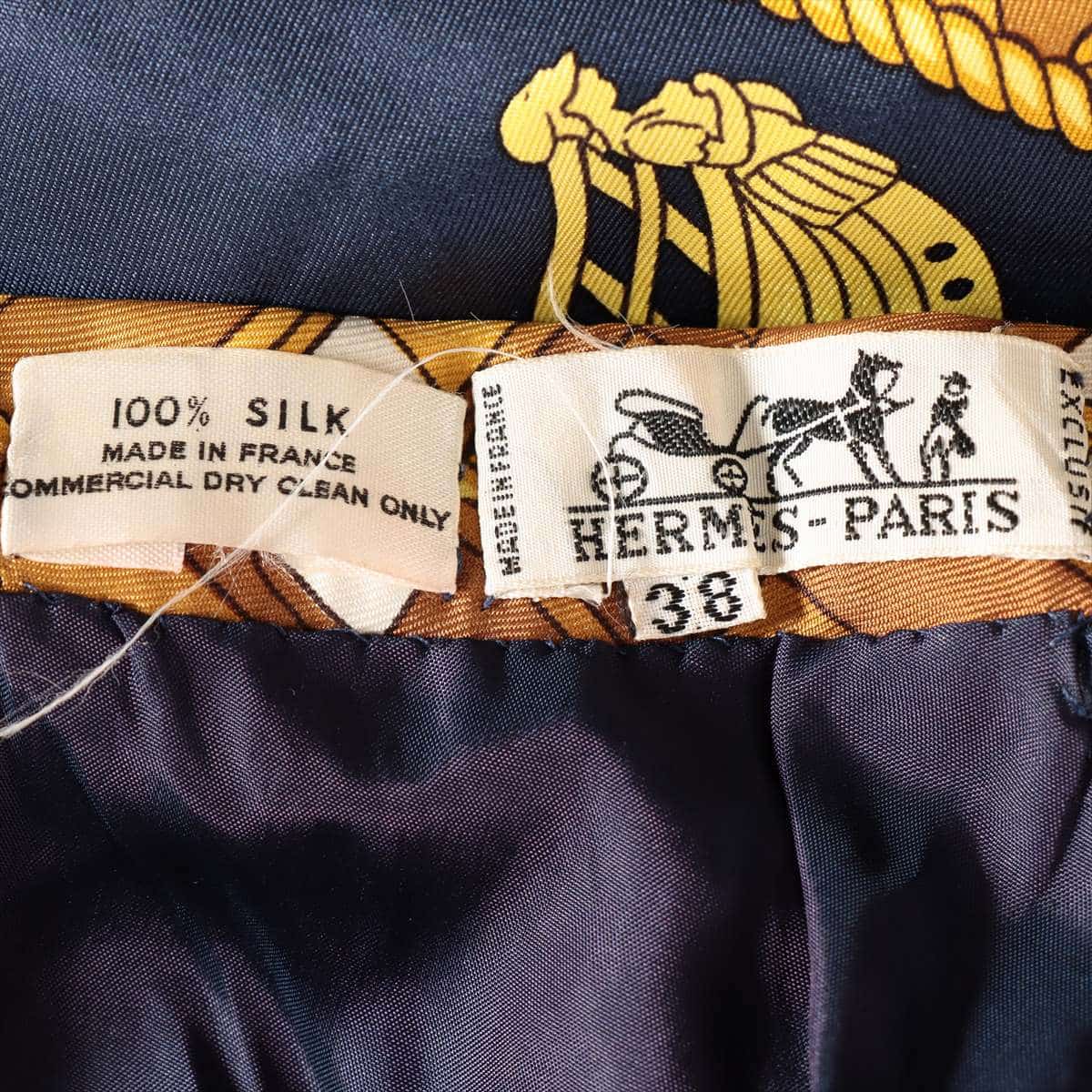 Hermès Silk Skirt 38 Ladies' Yellow x navy