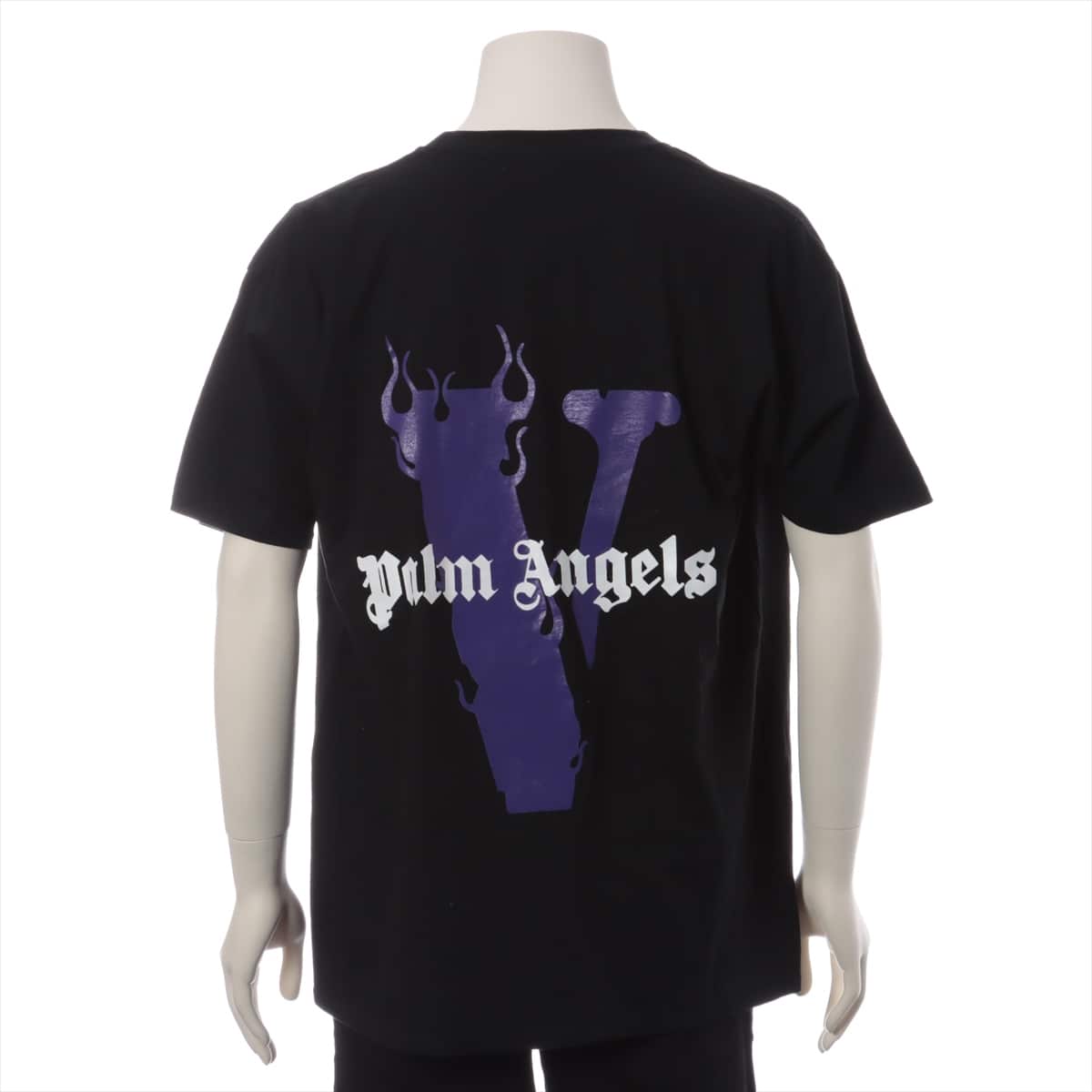 Vlone 2019SS Cotton T-shirt L Men's Black No sign tag Villone x Palm Angels PALM ANGELS LOGO TEE