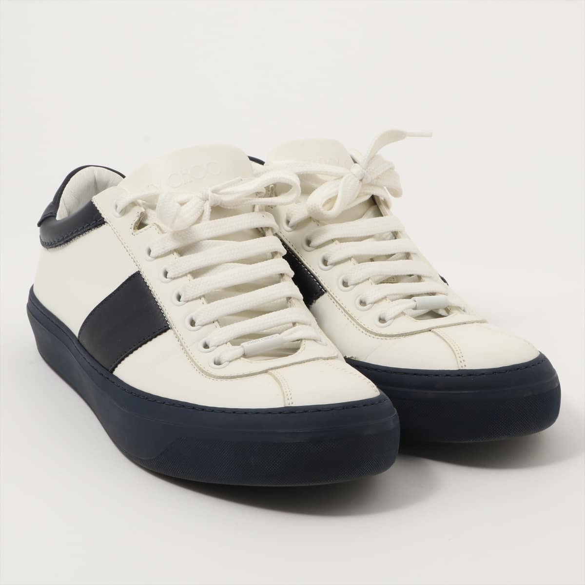 Jimmy Choo Leather Sneakers 41 Men's White x navy