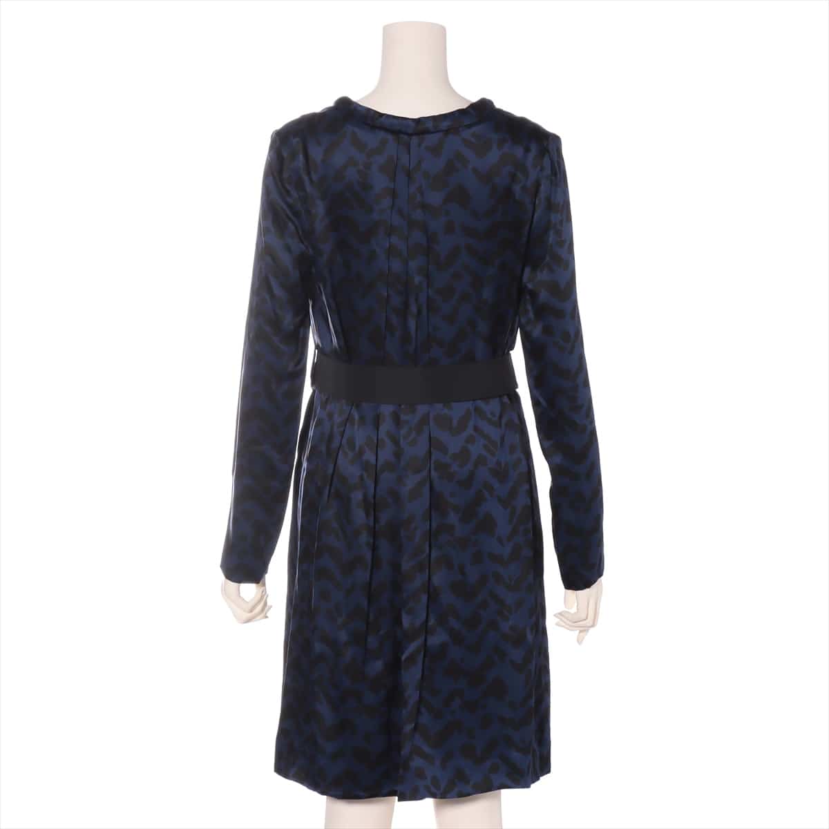 Chloe Silk Dress T34 Ladies' Blue x black  Leopard pattern