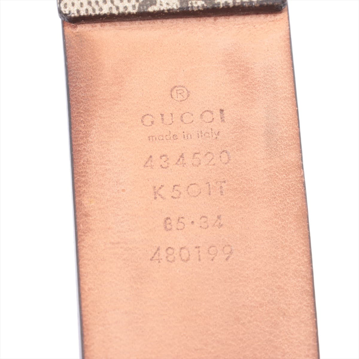 Gucci 434520 GG Supreme Belt 85/34 PVC & leather Brown