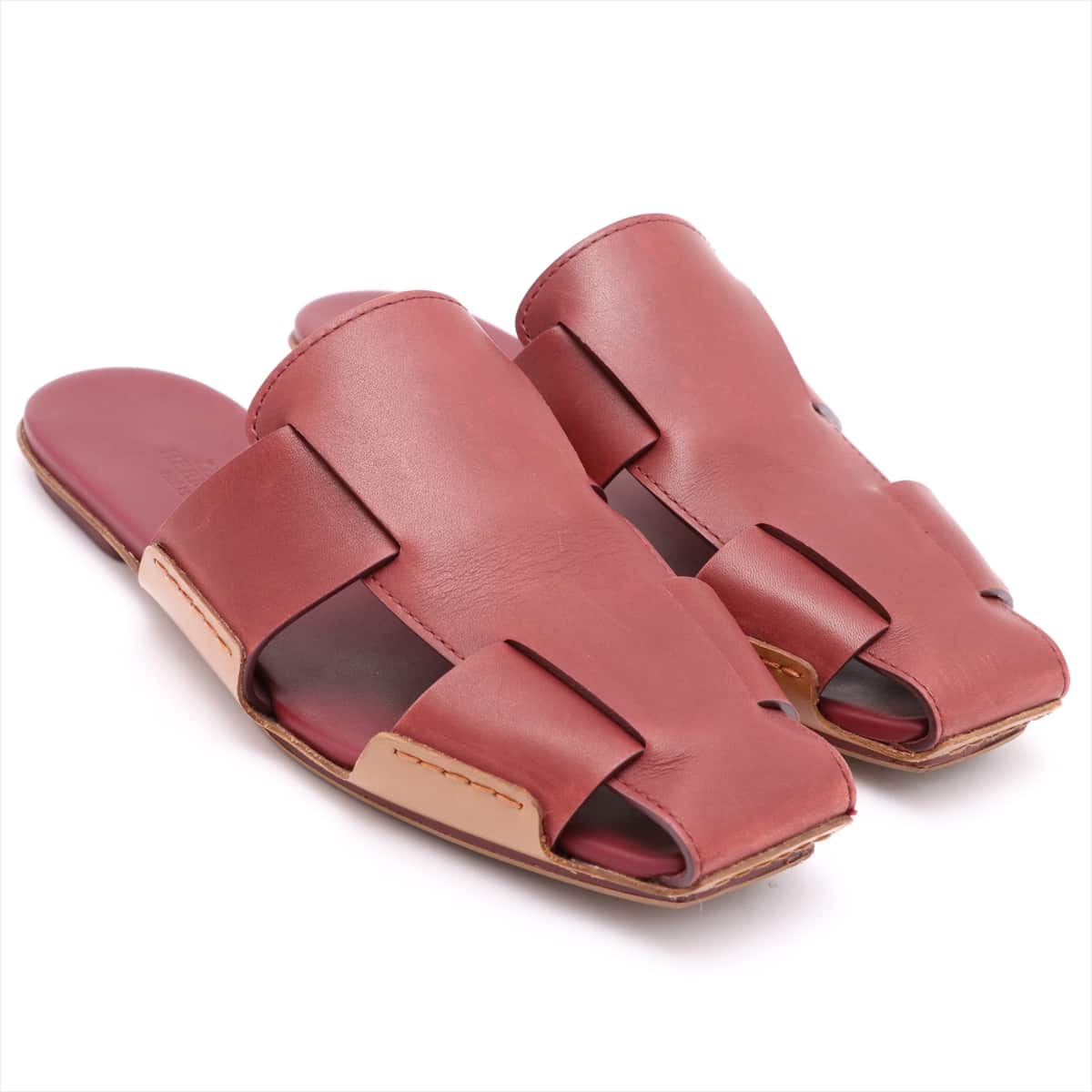 Hermès Leather Sandals 37.5 Ladies' Bordeaux Has half rubber