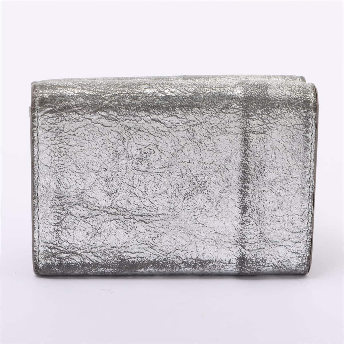 Balenciaga Papier Mini 391446 Leather Wallet Silver External thread Large internal dirt thread Angle thread