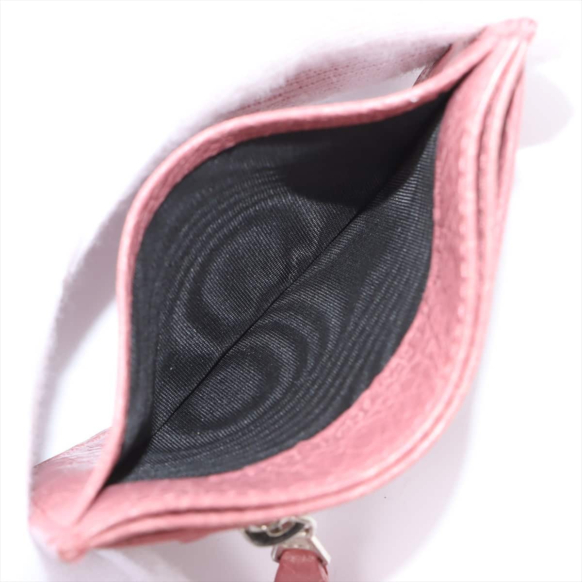 Balenciaga Continental 285373 Leather Pass case Pink External thread angle thread scratch