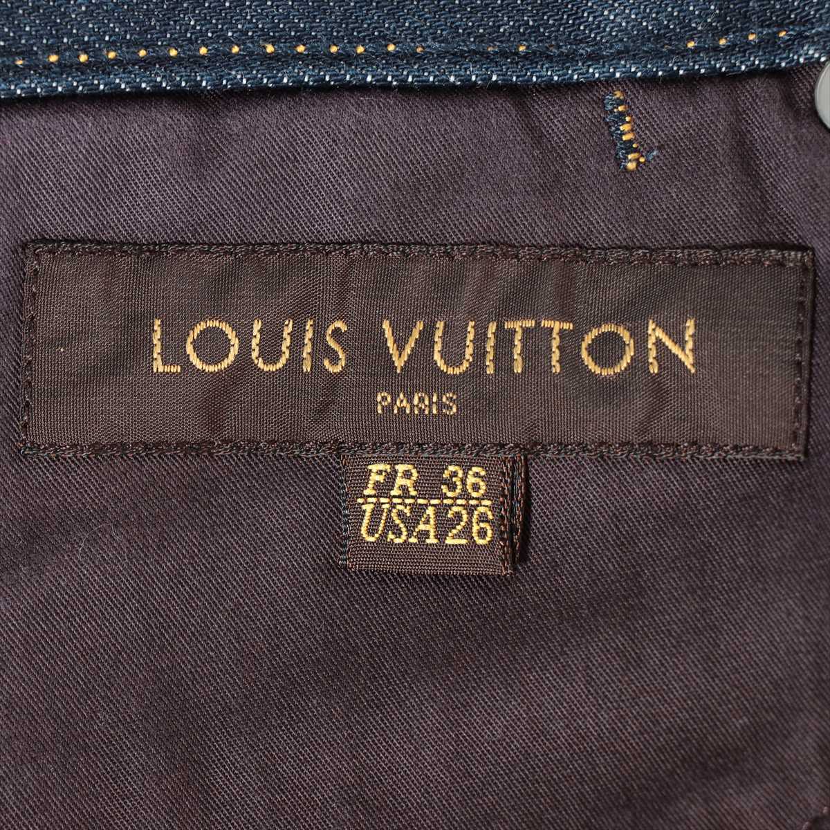Louis Vuitton Cotton Denim pants US26 Men's Navy blue  Logo embroidery