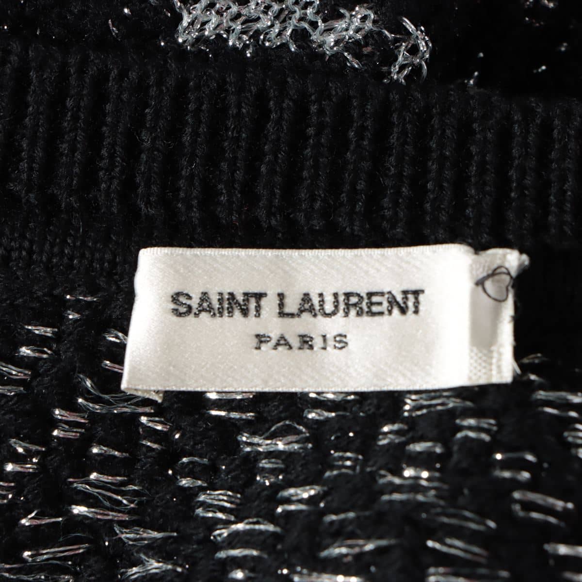 Saint Laurent Paris 18AW Wool Sweater XS Men's Black x Gray  Glitter Tag frayed on one side