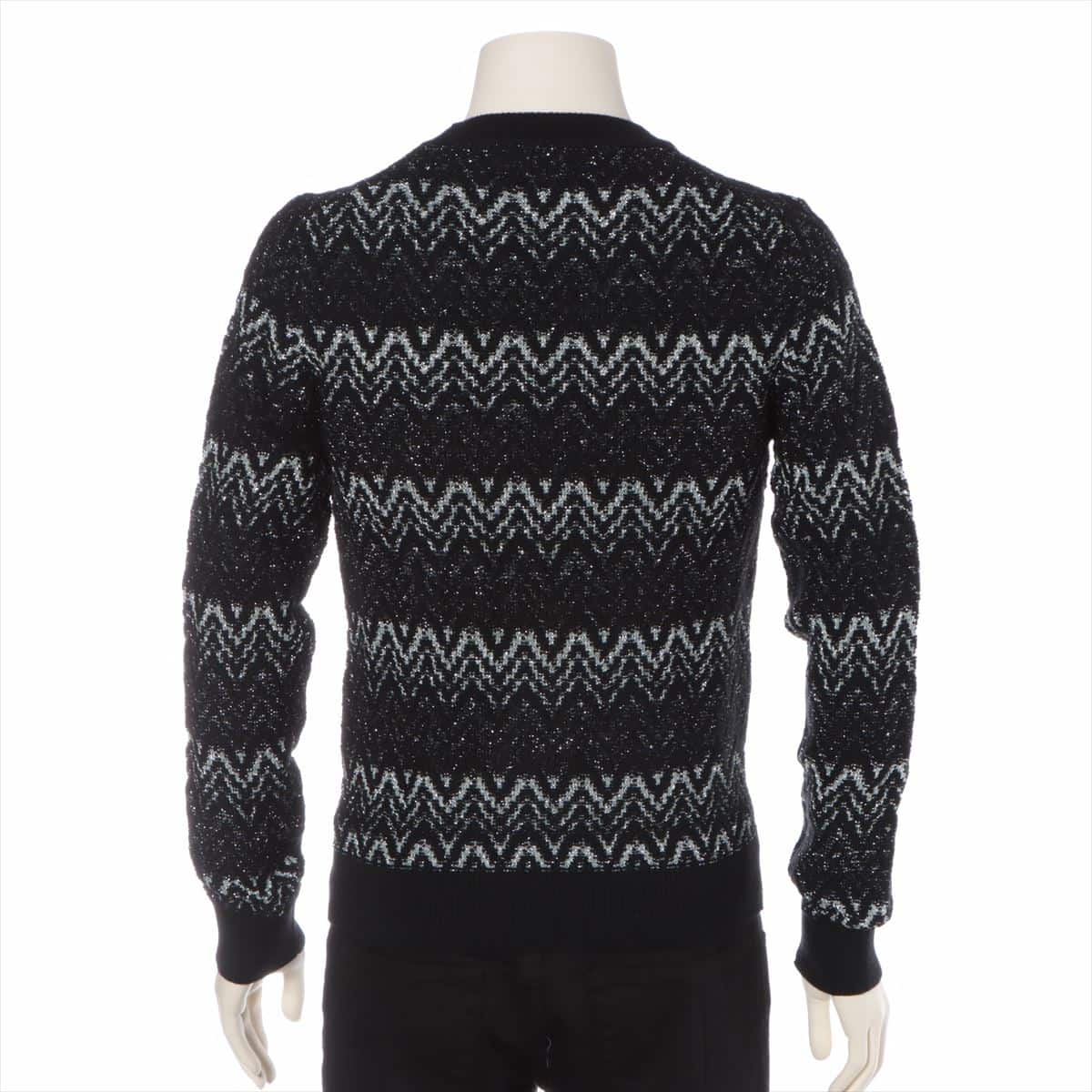 Saint Laurent Paris 18AW Wool Sweater XS Men's Black x Gray  Glitter Tag frayed on one side