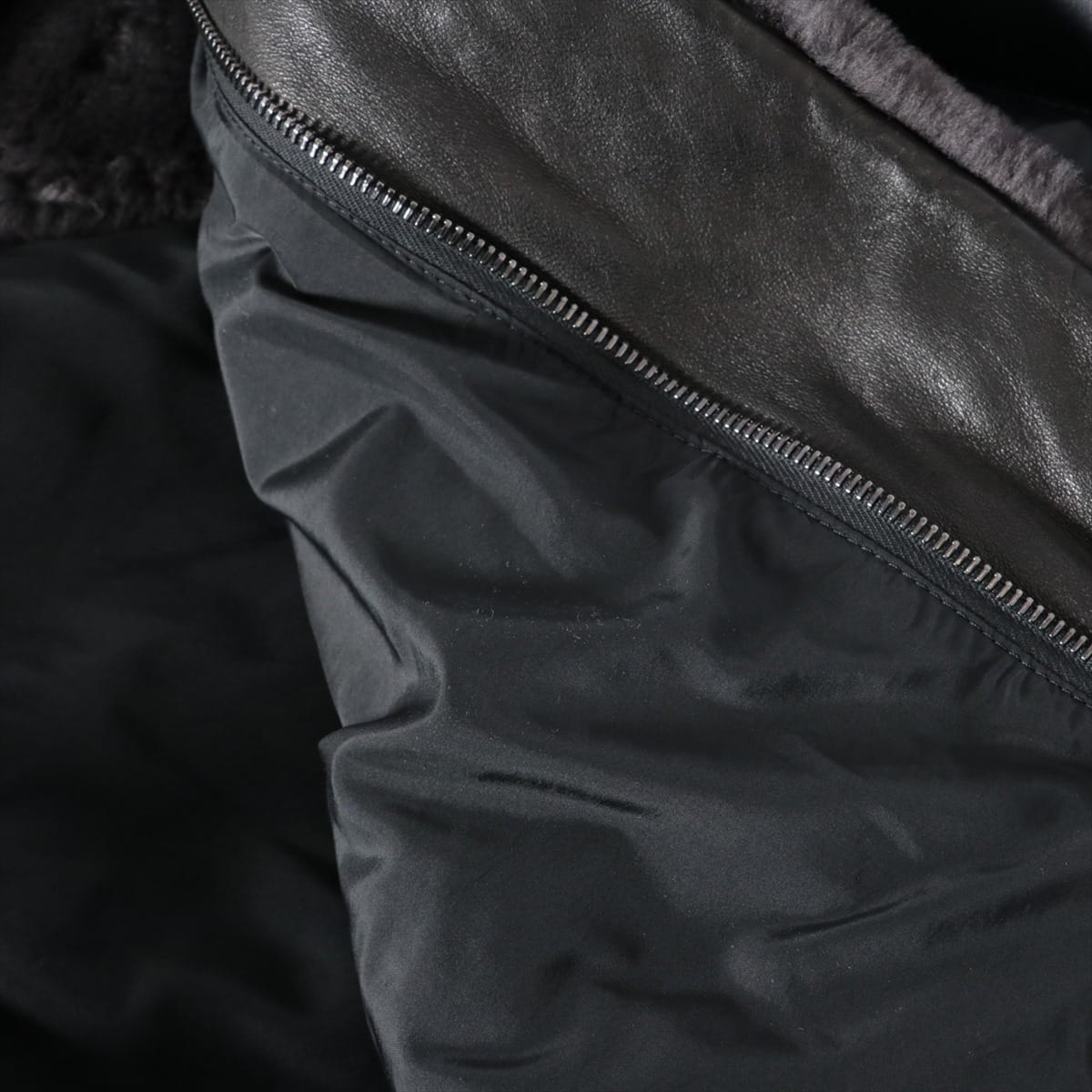 Emmeti Nylon & leather Down jacket 52 Men's Black x Navy