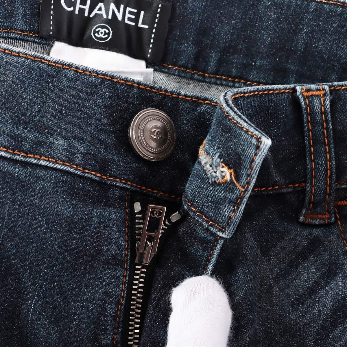 Chanel Coco Button P47 Cotton Denim pants 36 Ladies' Black  Wash processing