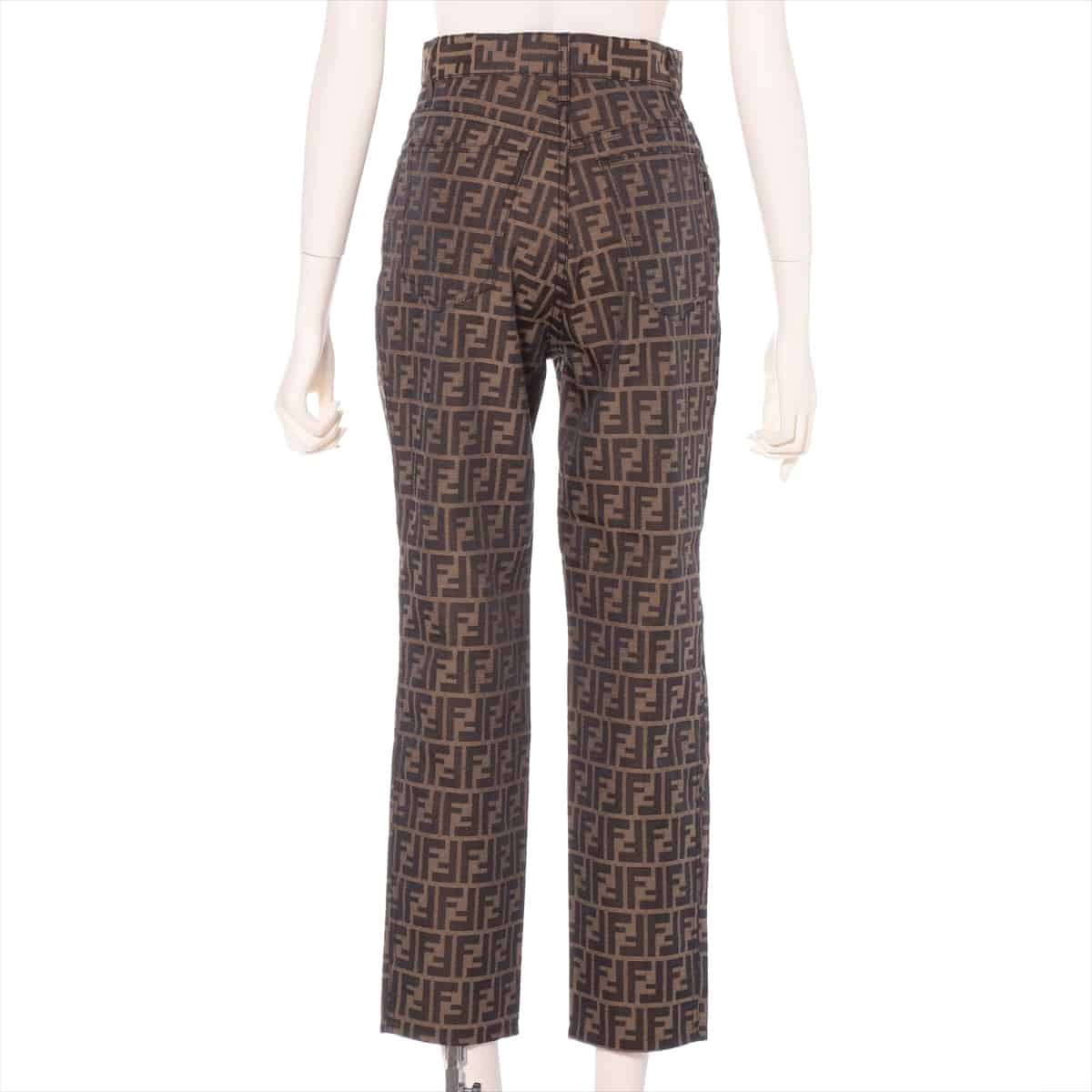 Fendi ZUCCa Cotton & polyester Pants I 41 Ladies' Black × Brown