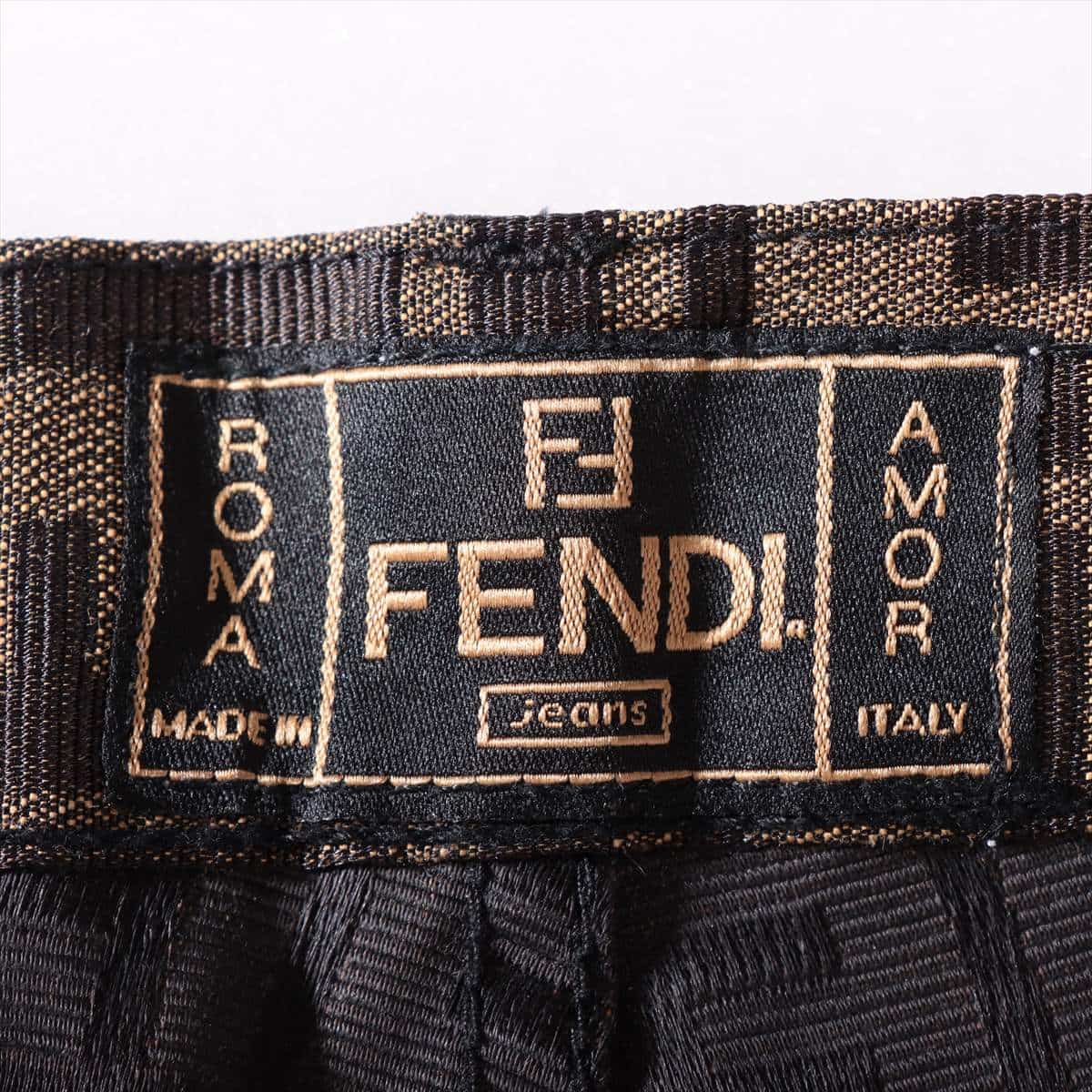 Fendi ZUCCa Cotton & polyester Pants I 41 Ladies' Black × Brown