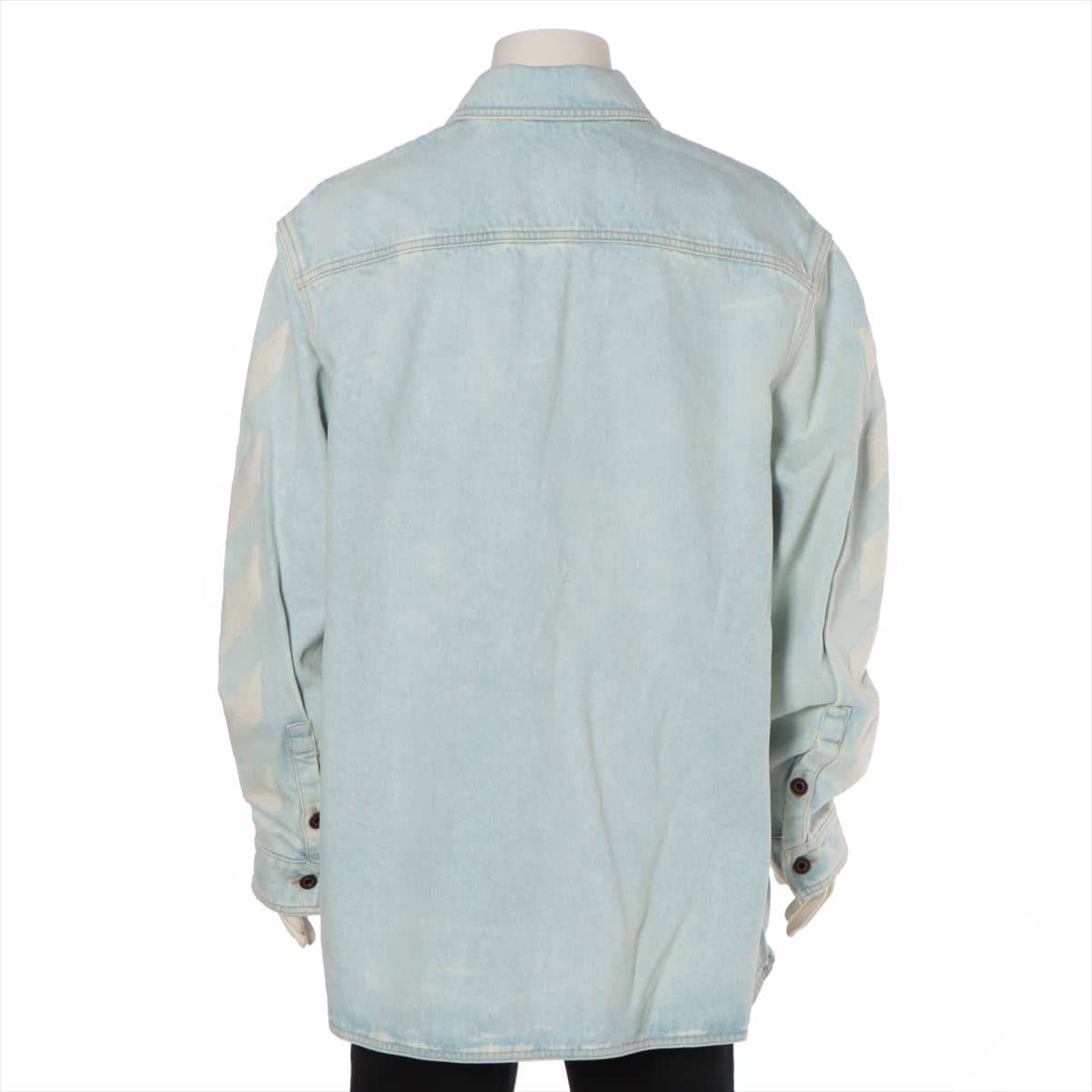 Off-White Cotton Denim jacket M Men's Blue  diagonal stripe Damage processing