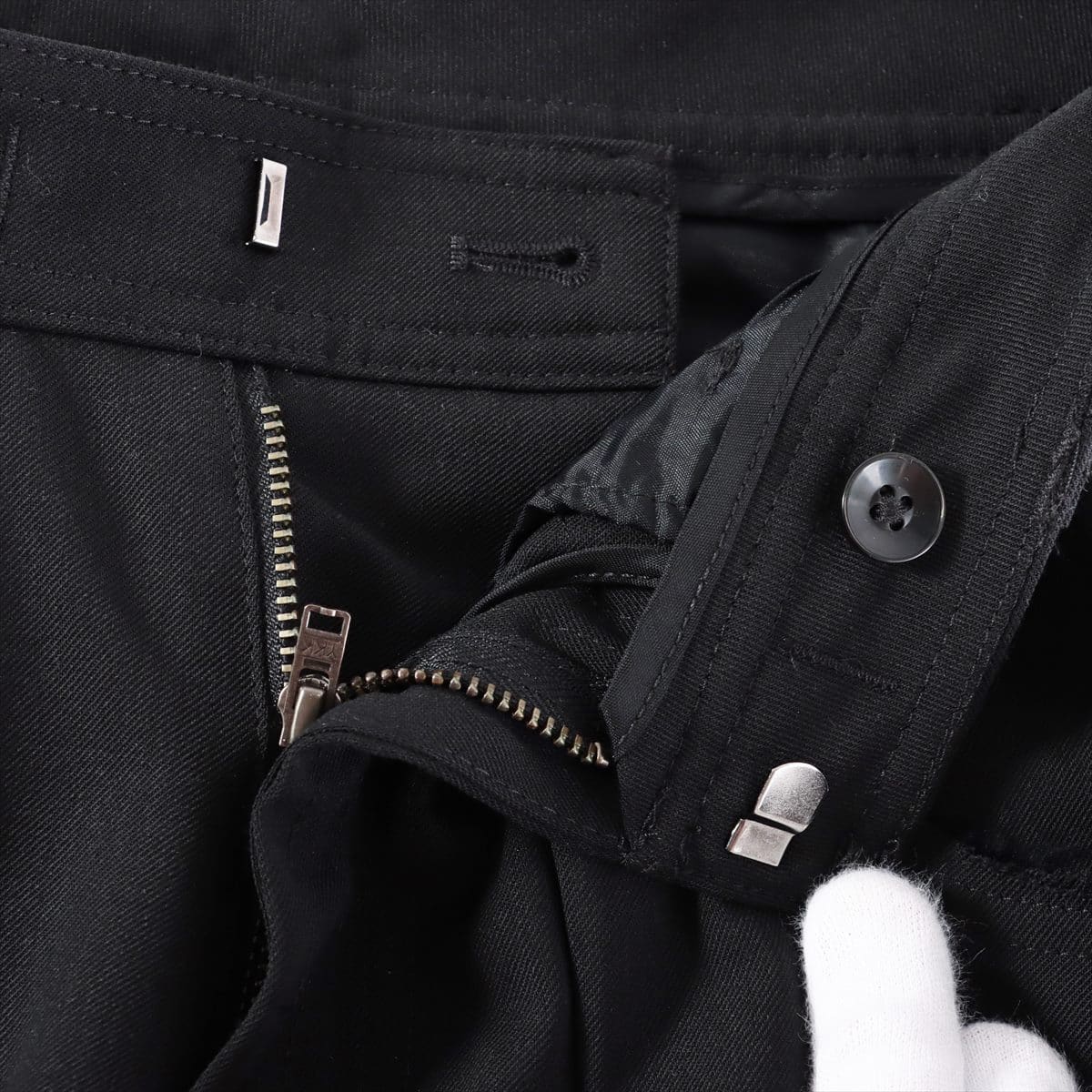 DIESEL Wool & polyester Pants 23 Men's Black  slitting