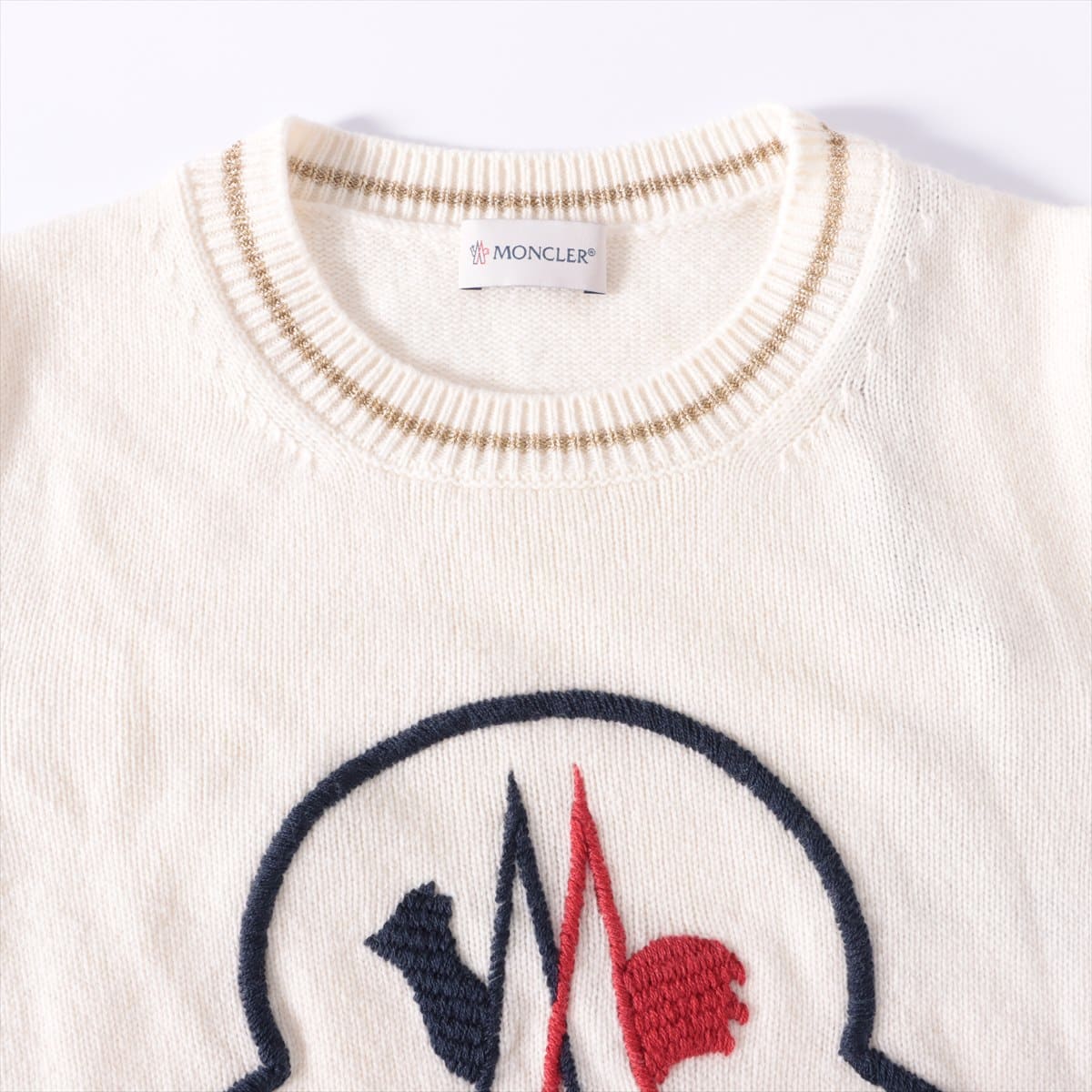 Moncler 19-year Wool & cashmere Sweater XS Ladies' Ivory  Chest logo embroidery