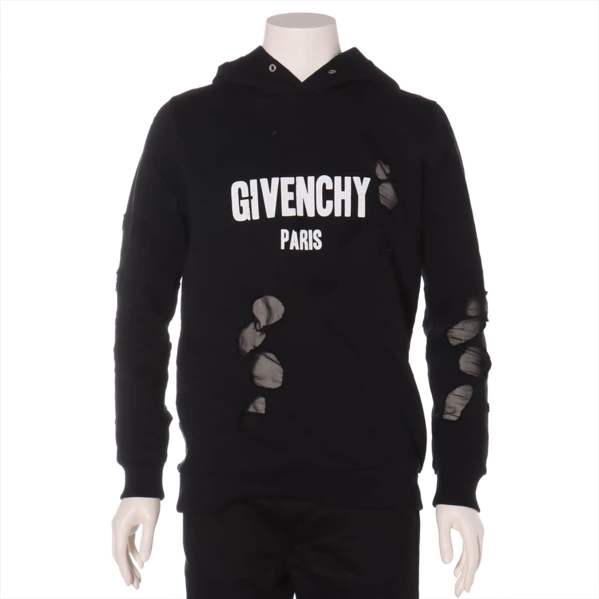 Givenchy Cotton Parker XS Men's Black  DESTROY HOODIE Damage processing