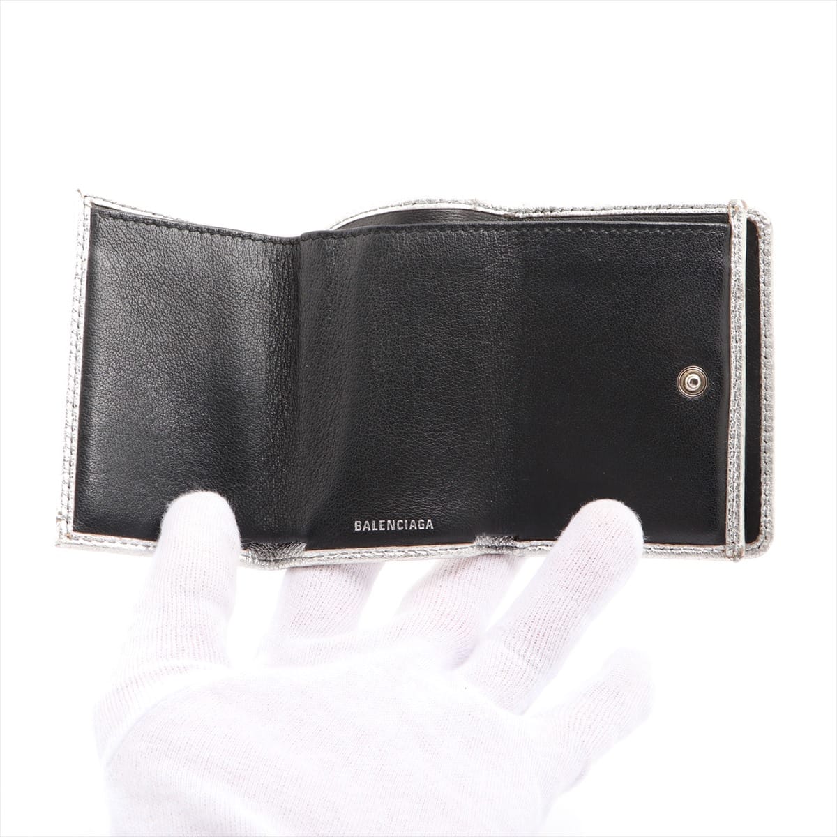 Balenciaga Everyday 551921 Leather Wallet Silver
