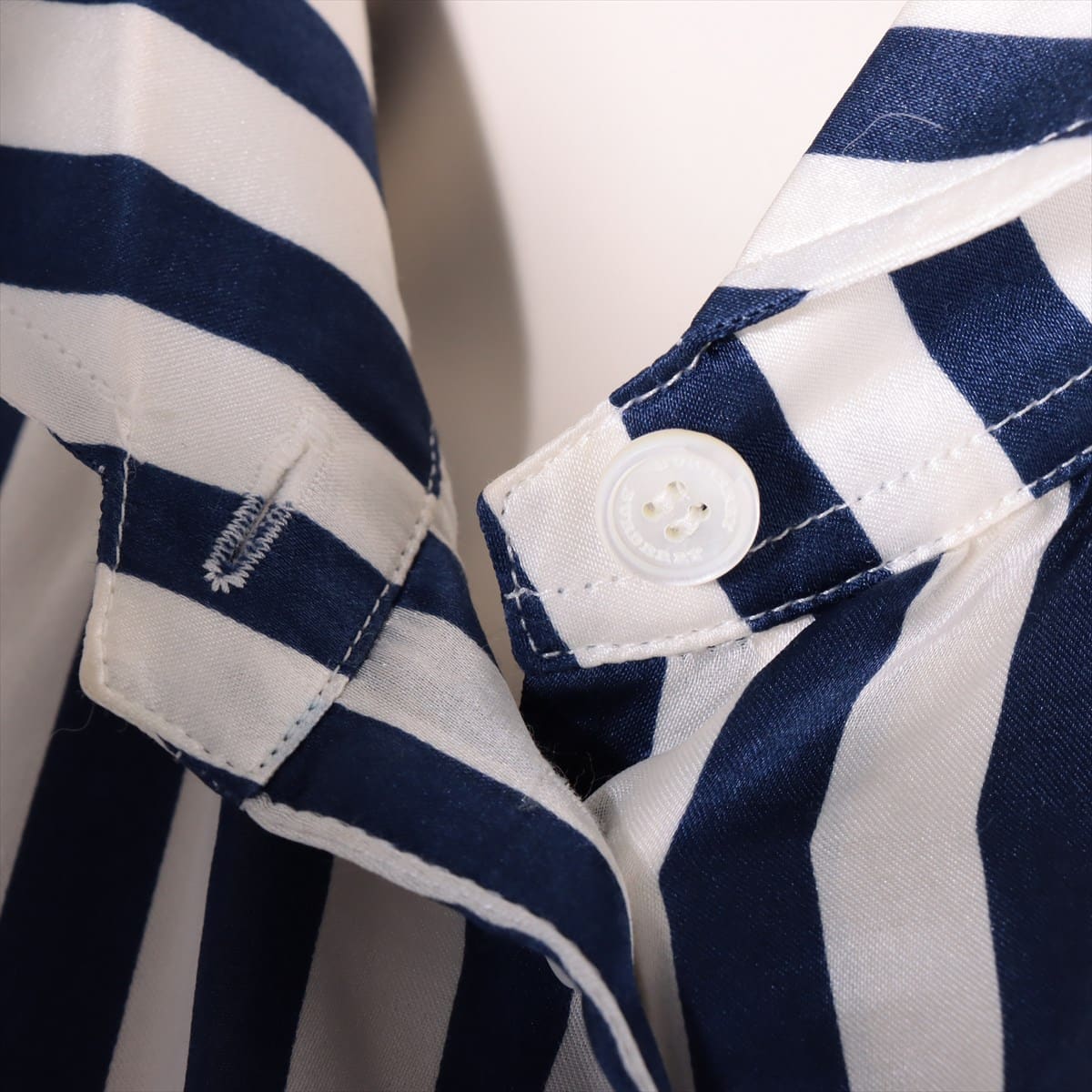 Burberry Cotton & silk Shirt 36 Ladies' White x navy