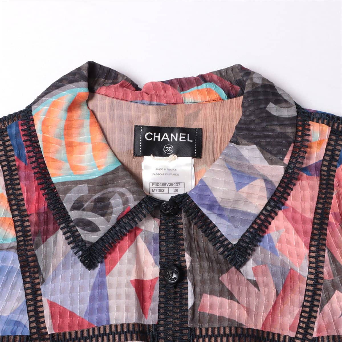 Chanel Coco Button P40 Silk Setup 38 Ladies' Multicolor