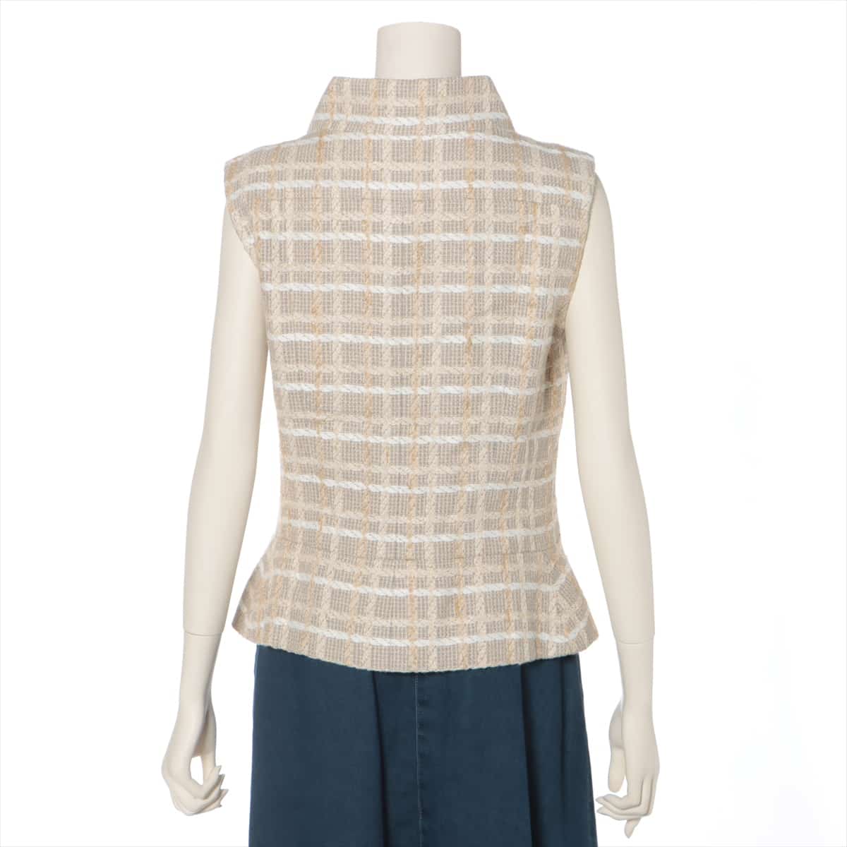 Chanel Coco Button 01P Tweed Vest 40 Ladies' Beige