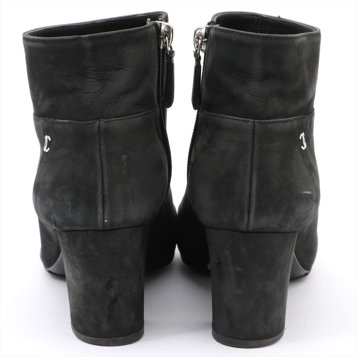 Chanel Coco Mark Leather Short Boots 36.5 Ladies' Black