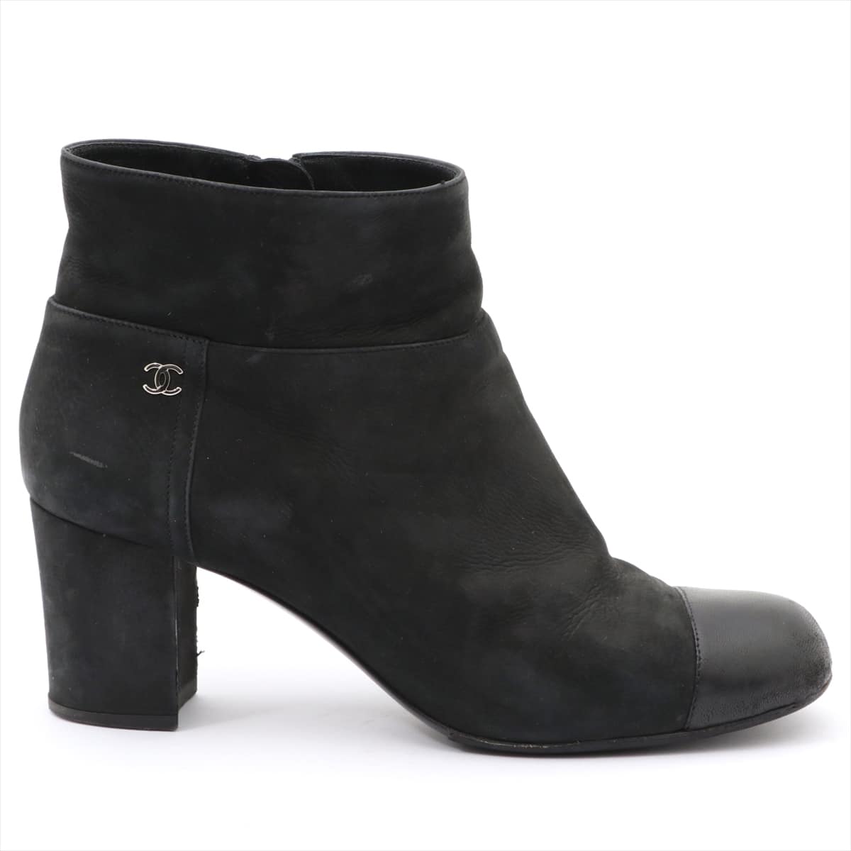Chanel Coco Mark Leather Short Boots 36.5 Ladies' Black