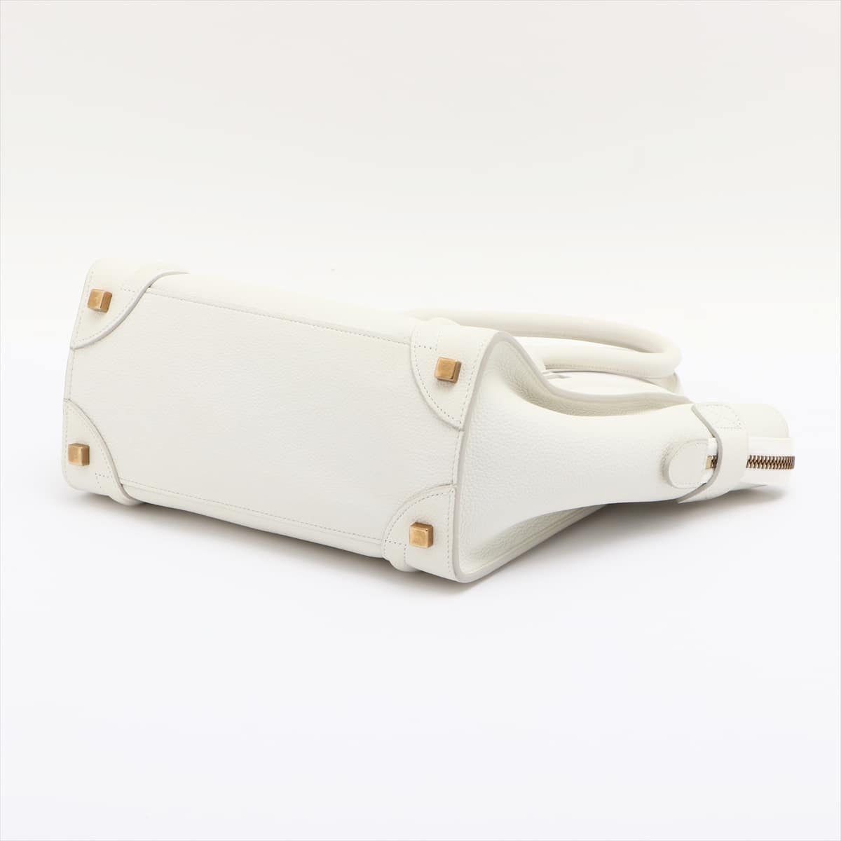 CELINE Luggage Micro Shopper Leather Tote bag White