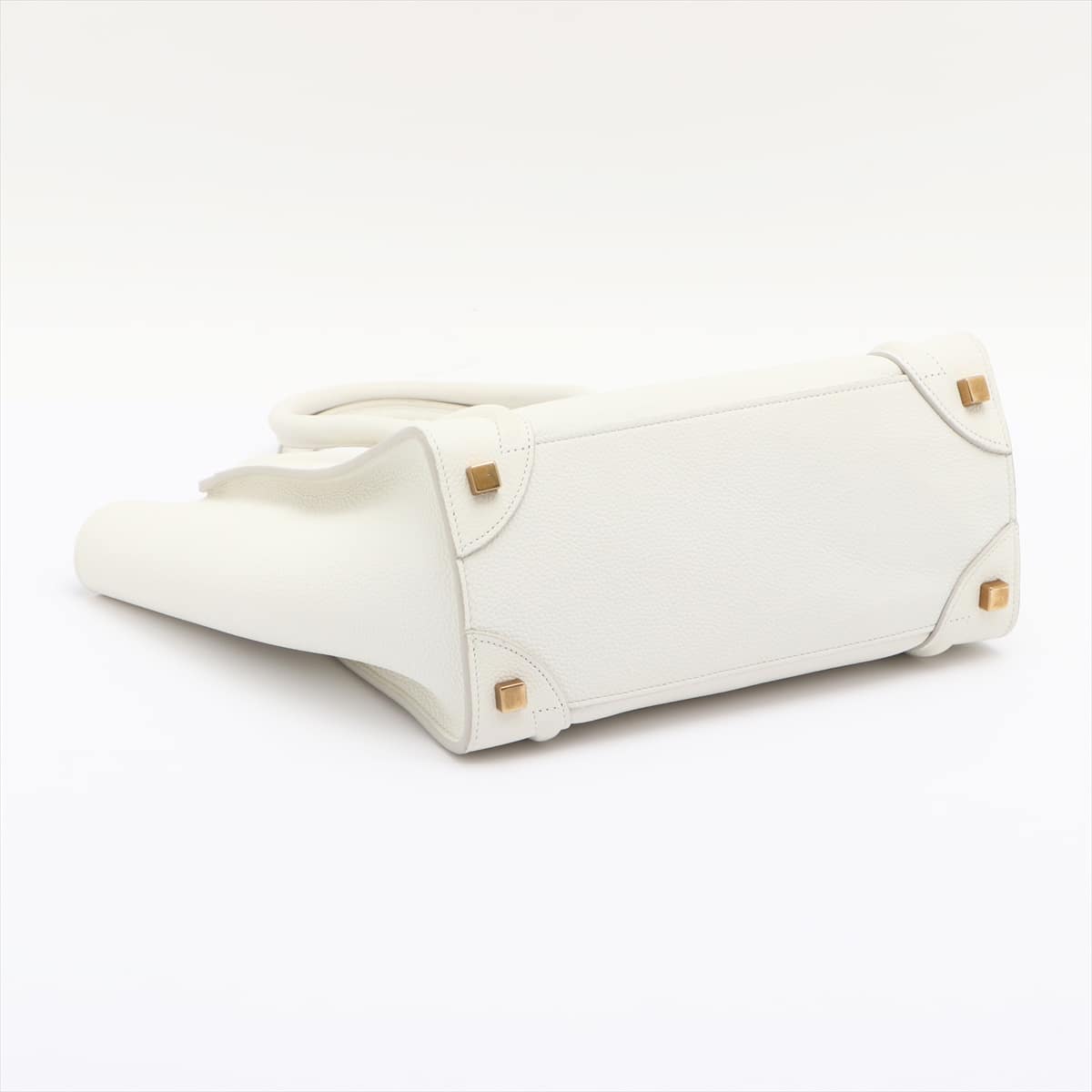 CELINE Luggage Micro Shopper Leather Tote bag White