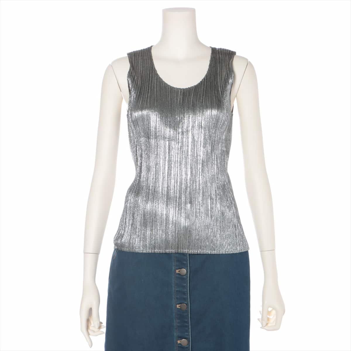 PLEATS PLEASE Polyester Tank top 3 Ladies' Silver