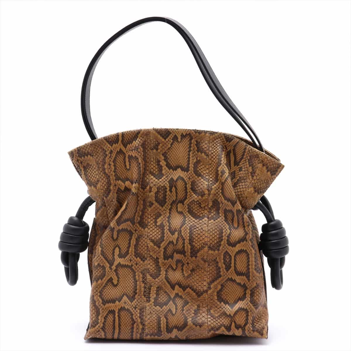Loewe Flamenco Leather x Python Shoulder bag Brown