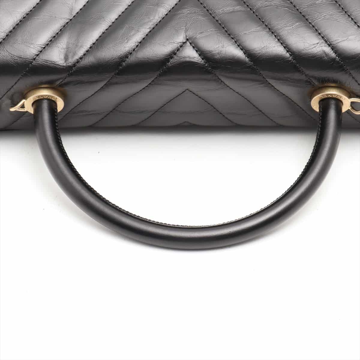 Chanel V Stitch Vintage calf 2way handbag Black Gold Metal fittings 23XXXXXX