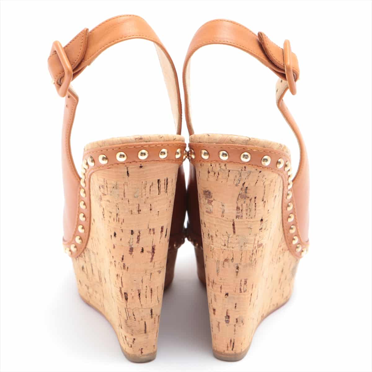 Christian Louboutin Leather Wedge Sole Sandals 37 Ladies' Camel There is a half rubber sole