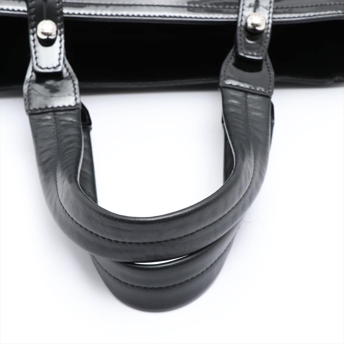 Chanel Paris Biarritz PM Unborn calf x Patent leather Tote bag Black Silver Metal fittings 11XXXXXX