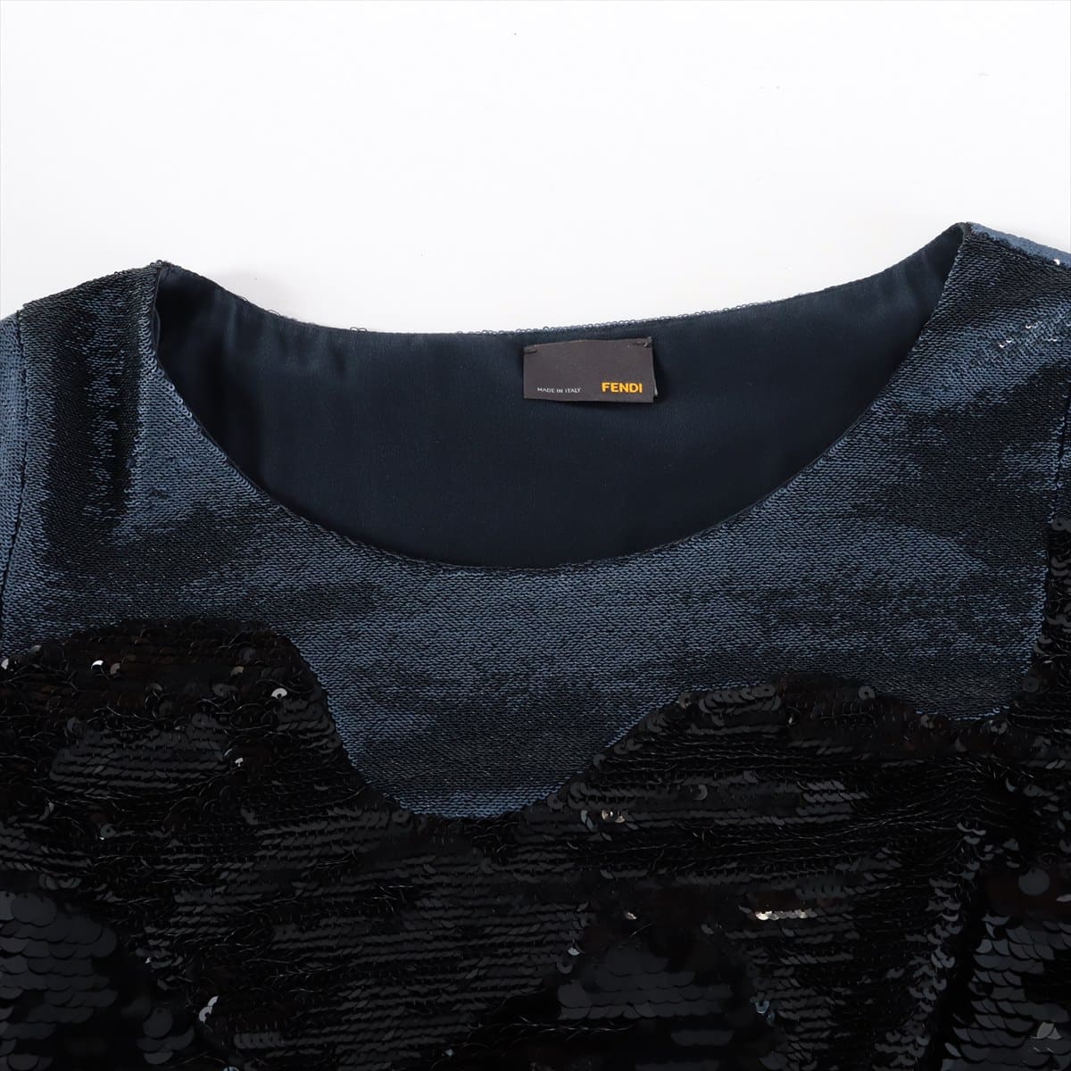 Fendi Silk Dress 38 Ladies' Black x Navy  Sequins