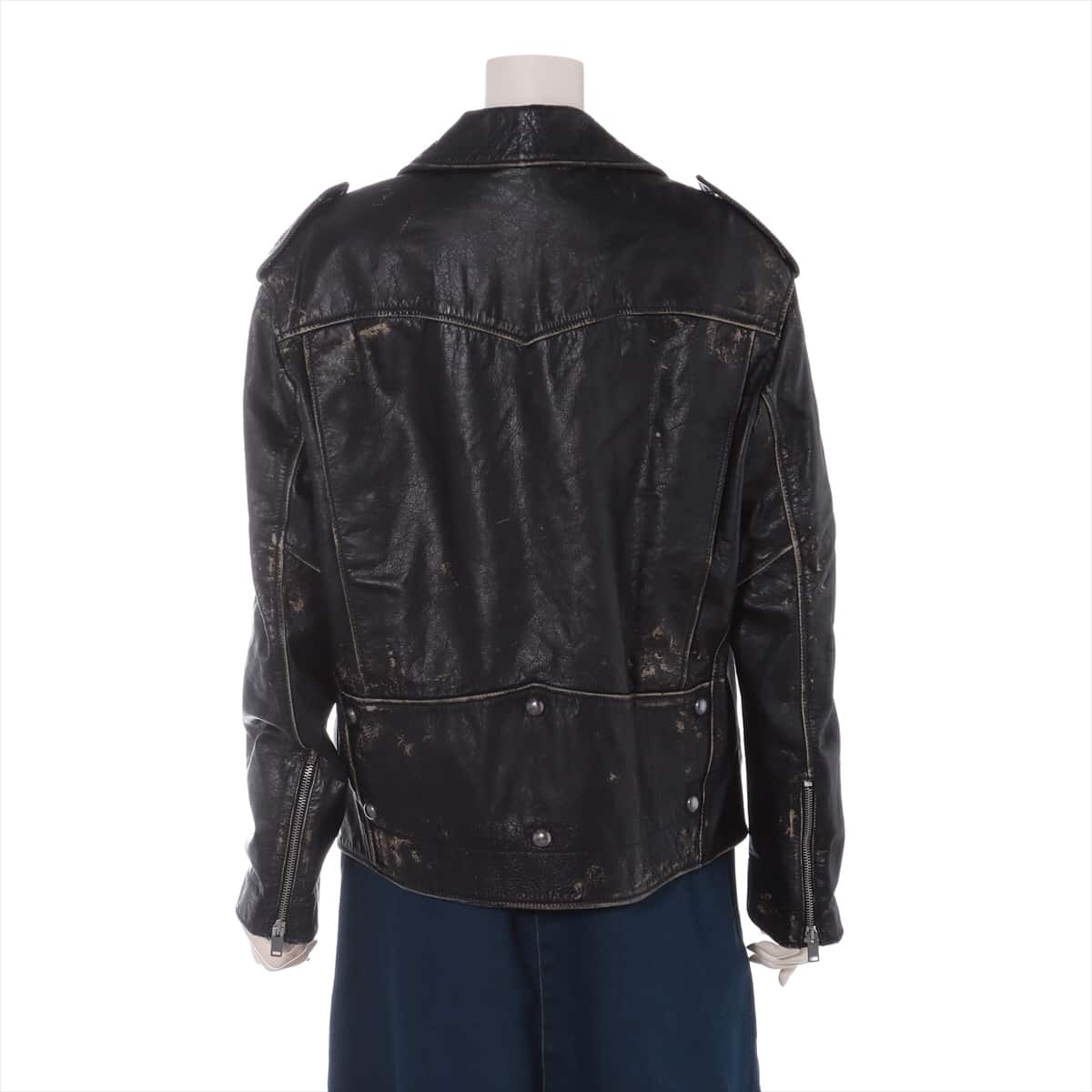 Saint Laurent Paris Leather Leather jacket Unknown size Ladies' Black No sign tag Vintage processing