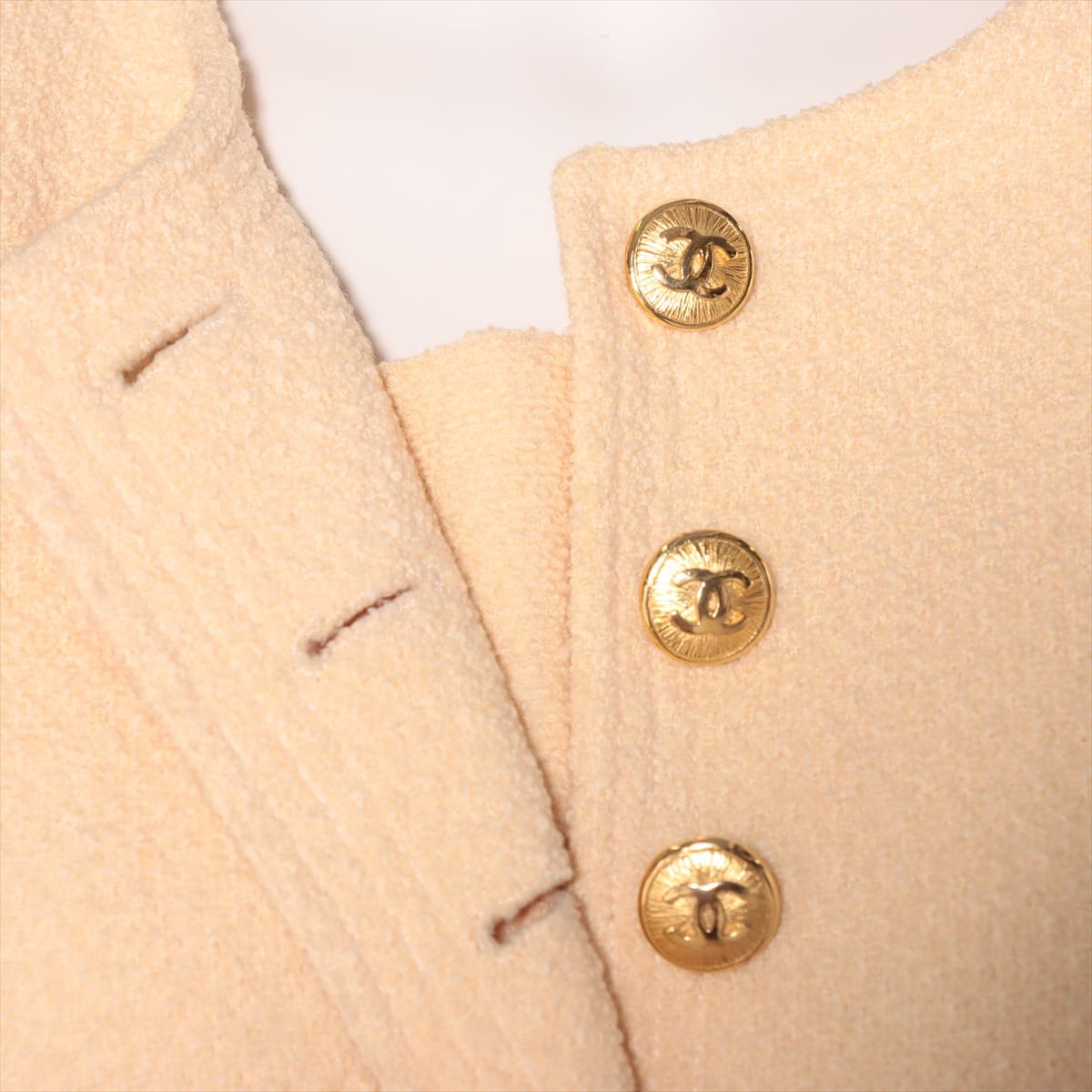 Chanel Coco Button Tweed Setup 34/36/36 Ladies' Beige