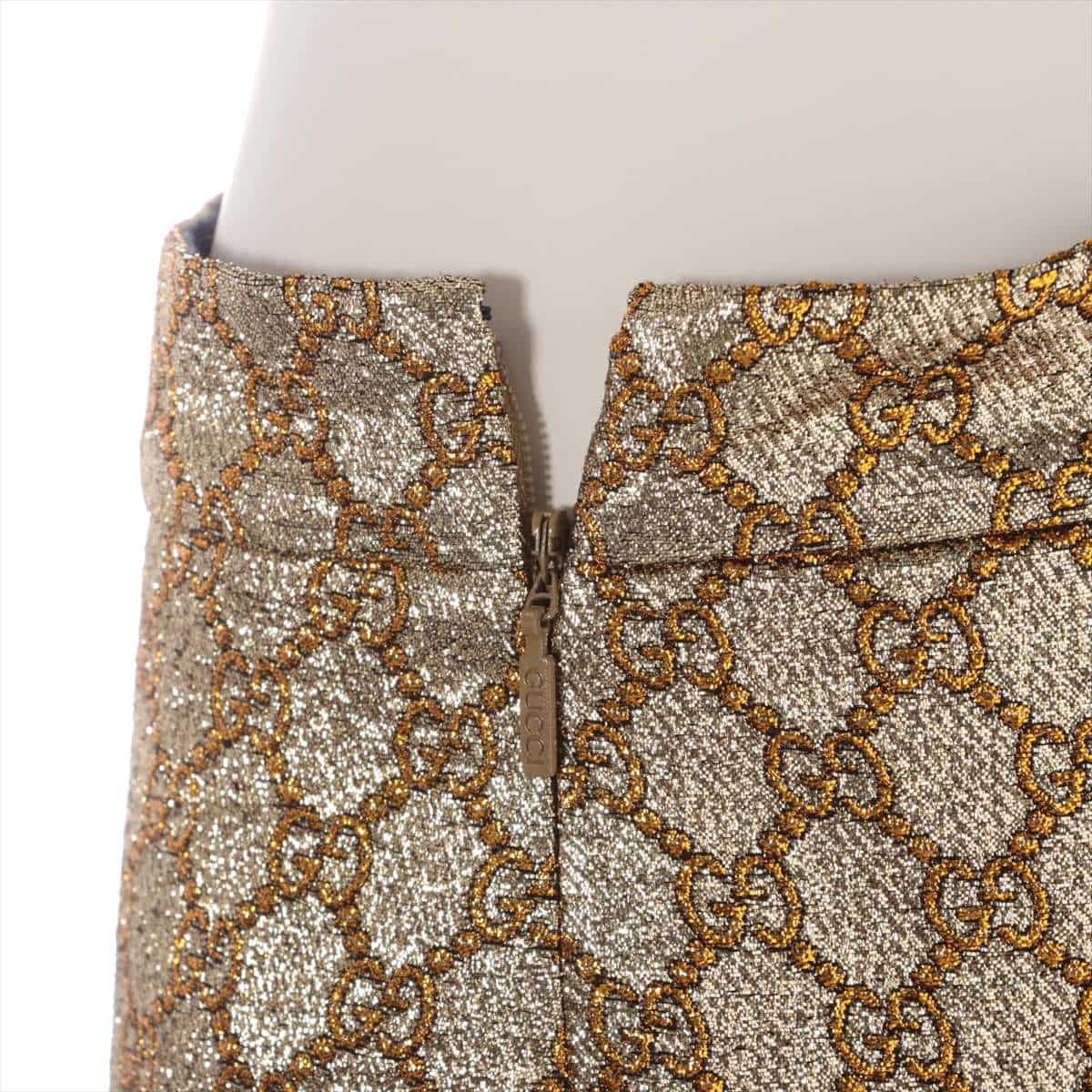 Gucci 17 years Cotton & polyester Skirt 42 Ladies' Gold  GG Lurex Glitter Pleats