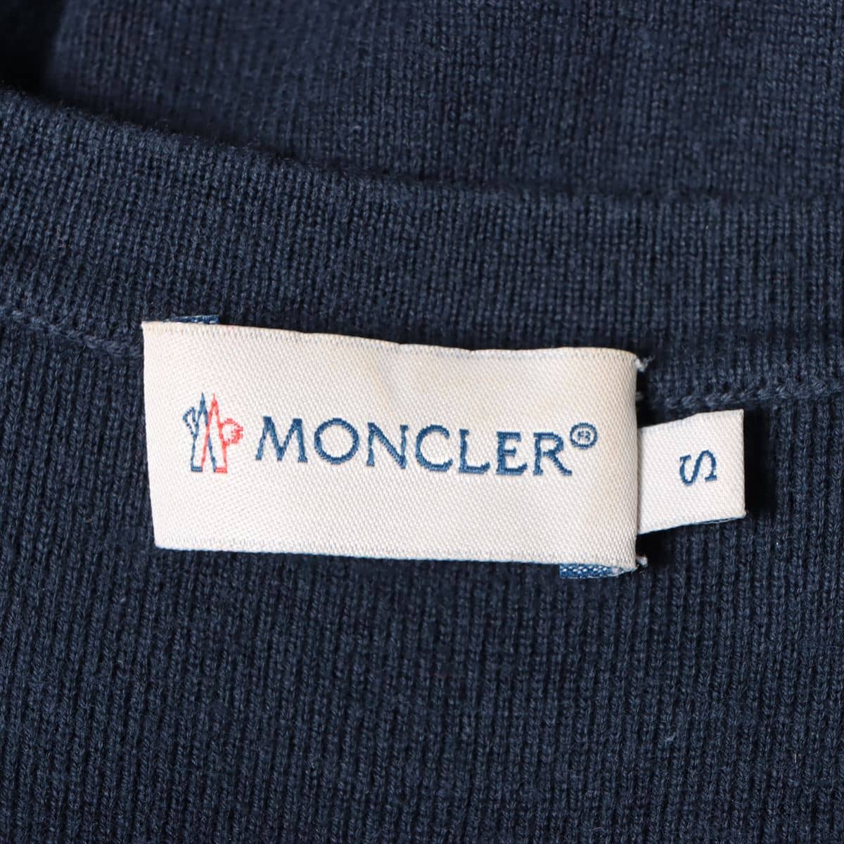 Moncler Cotton & silk Sleeveless dress S Ladies' Navy blue