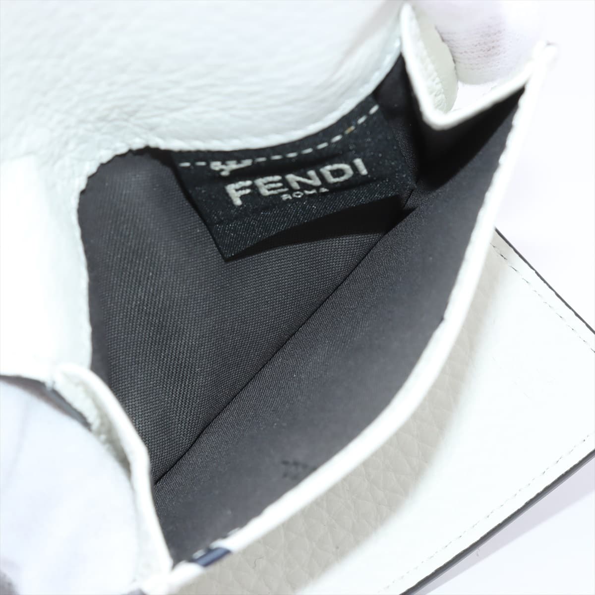 FENDI × FILA Logo 8M0395 Leather Wallet White