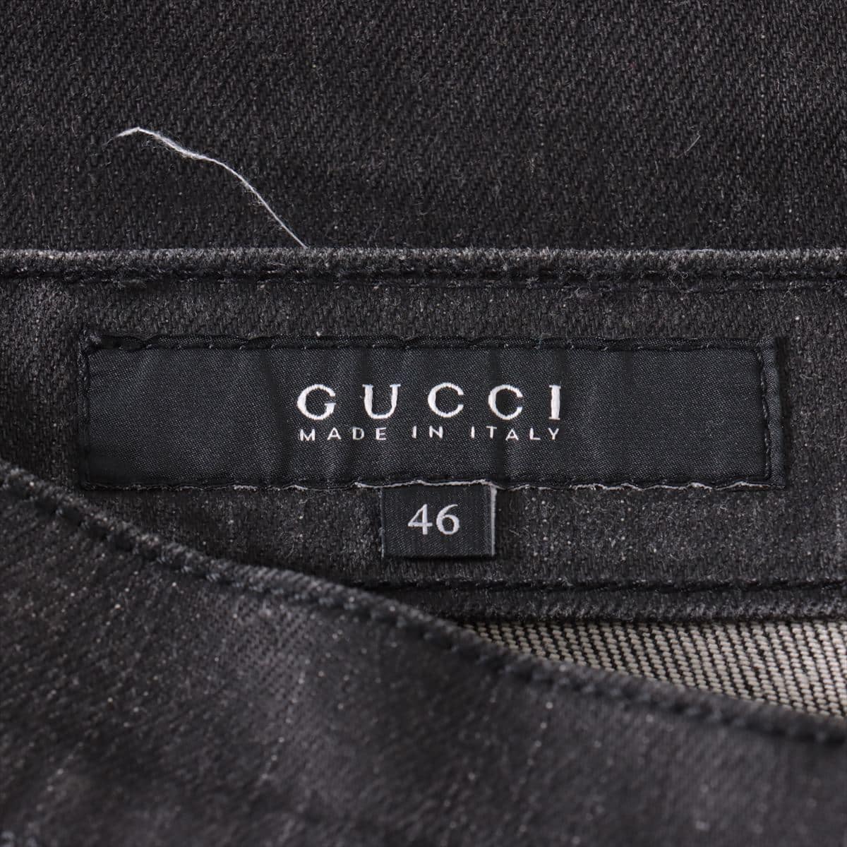 Gucci Cotton & polyurethane Denim pants 46 Men's Grey  Hem raised