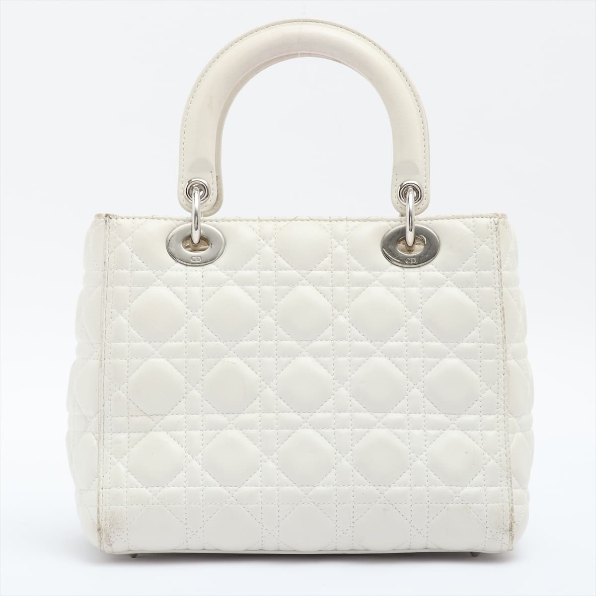 Christian Dior Lady Dior Cannage Leather Hand bag White