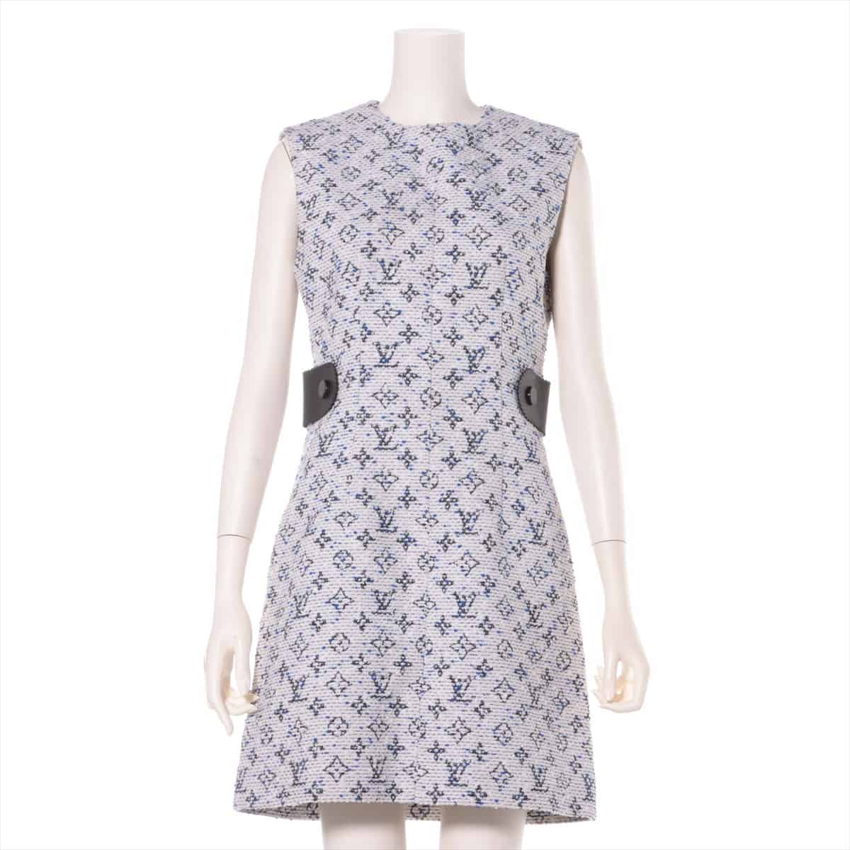 Louis Vuitton Monogram 19SS Tweed Sleeveless dress 38 Ladies' Blue x white
