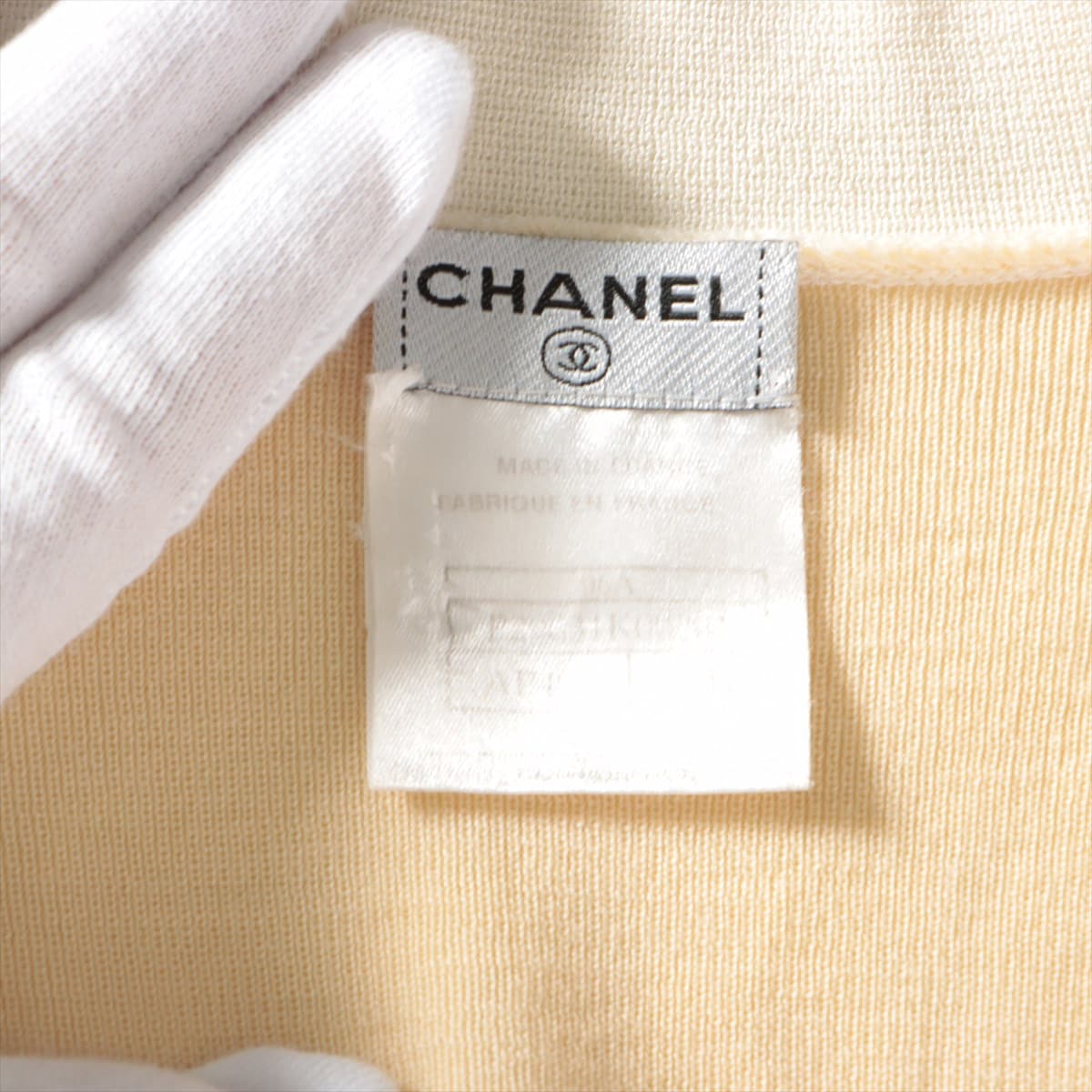Chanel Coco Mark 06A wool x rayon Short Sleeve Knitwear 34 Ladies' Ivory